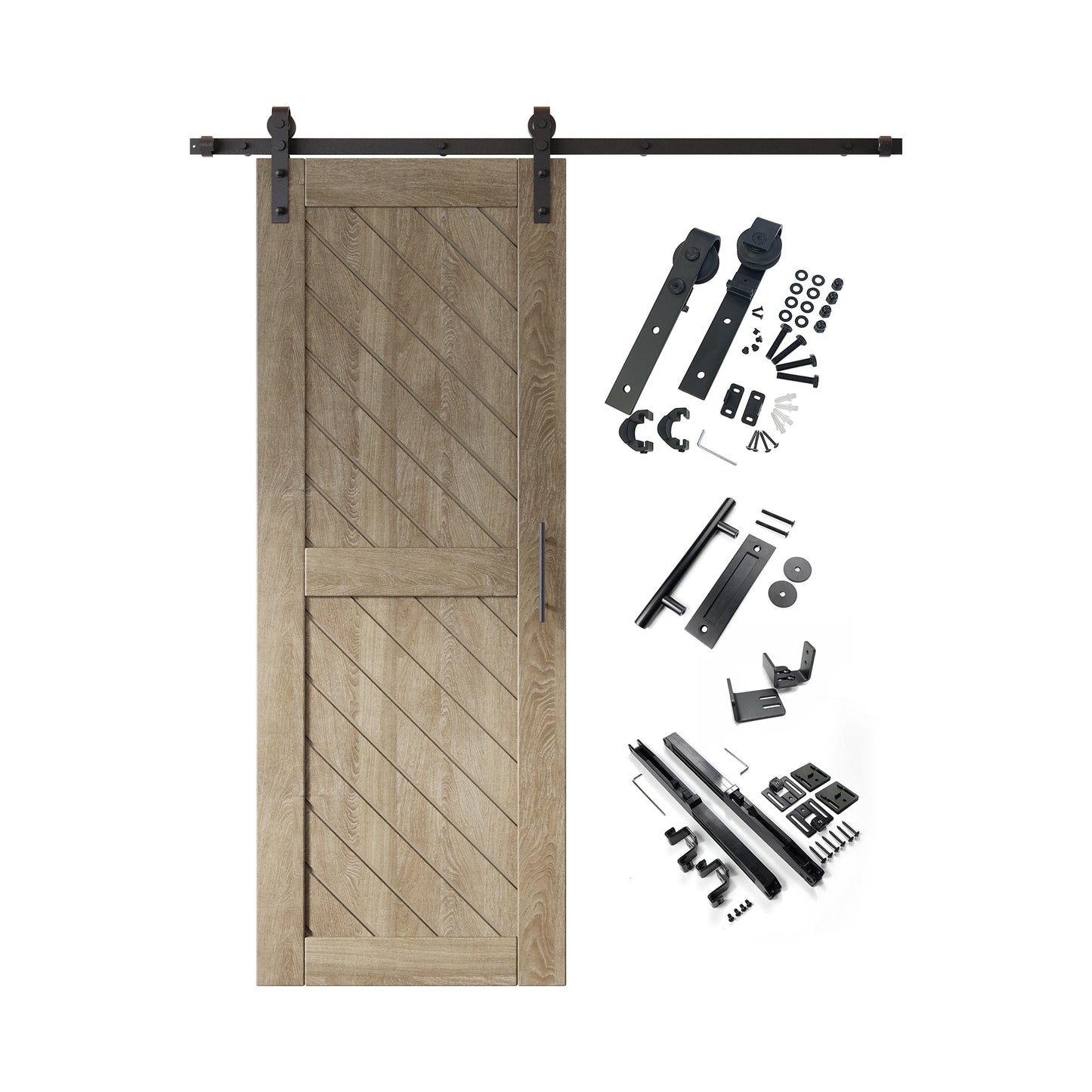 HOMACER 30-in x 80-in Classic Gray Prefinished Non-standard Pine Wood Solid core Single Barn Door (Hardware Included)