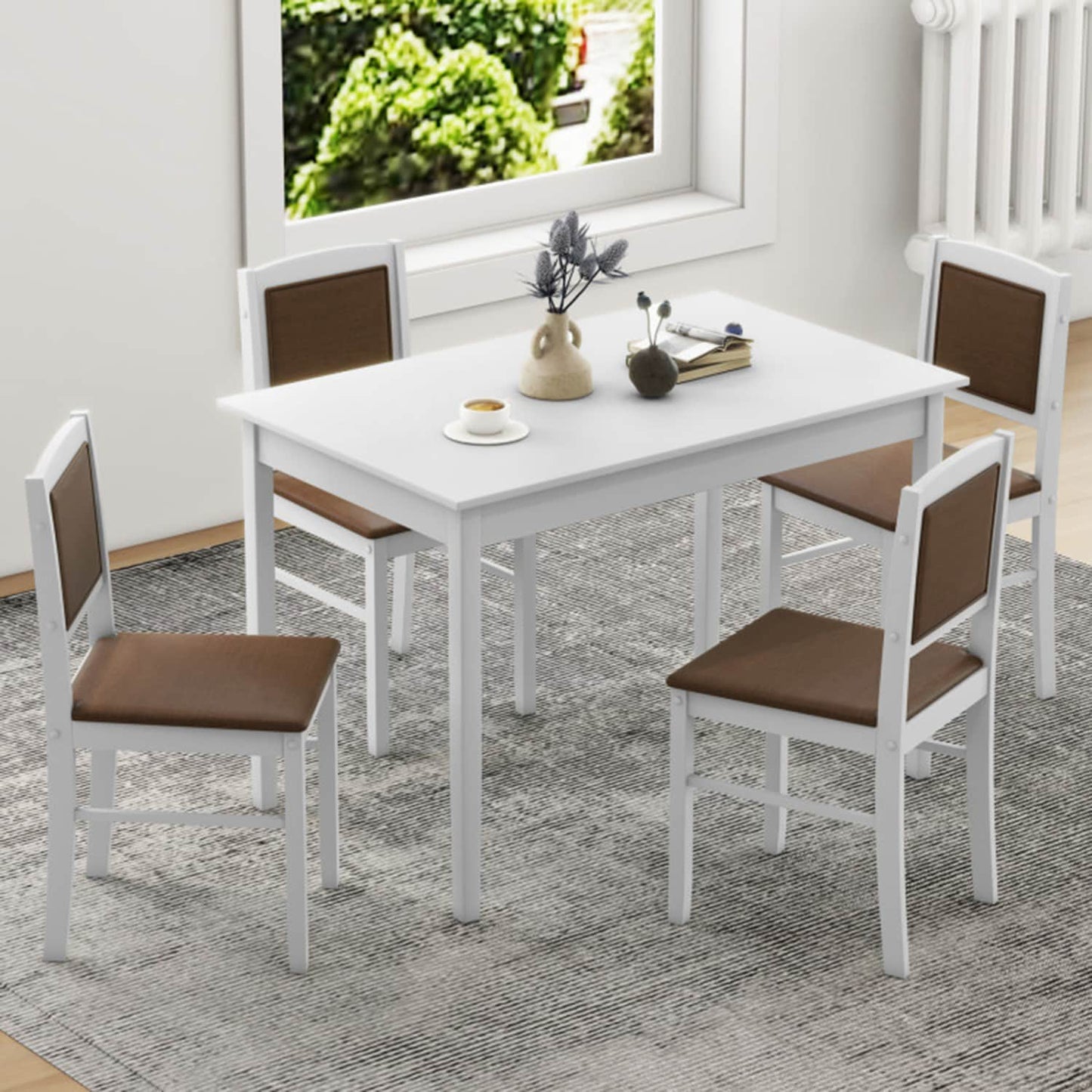 LUCKY ONE Brown Contemporary/Modern Dining Room Set with Rectangular Table ( Seats 4 )