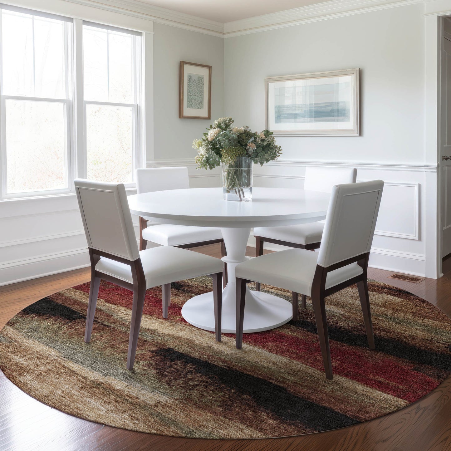 Addison Rugs Chantille ACN942MO 8 x 8 (ft) Loomed Polyester Mocha Round Indoor/Outdoor Geometric Machine washable Pet Friendly Area rug