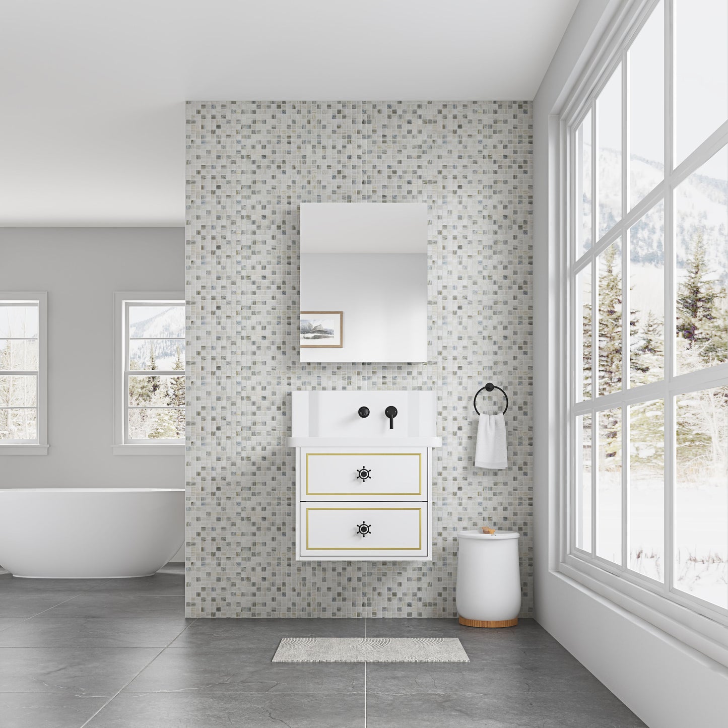 Lycvki Medicine Cabinet 24-in x 30-in x 4.8-in White Soft Close Bathroom Wall Cabinet