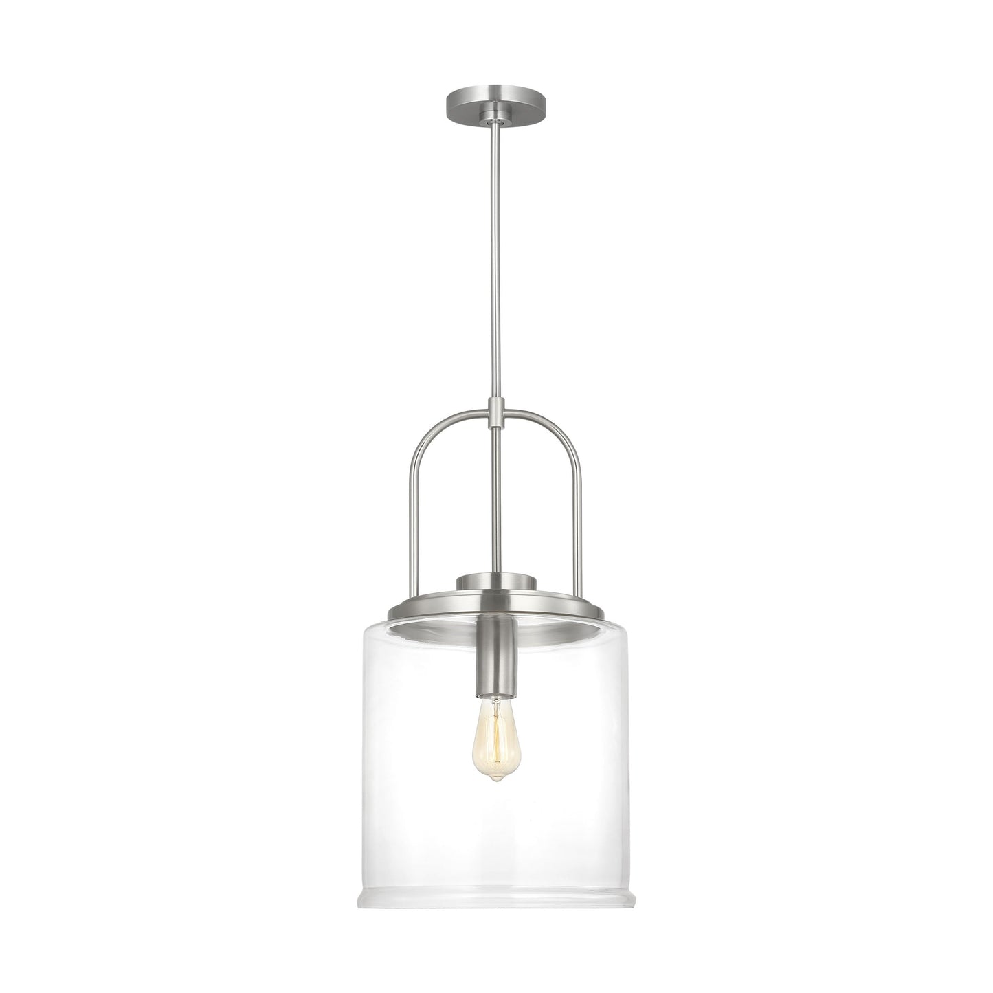 Generation Lighting Anders 1 -Light Brushed Nickel Transitional Clear glass Glass Geometric Medium Indoor Hanging Pendant Light