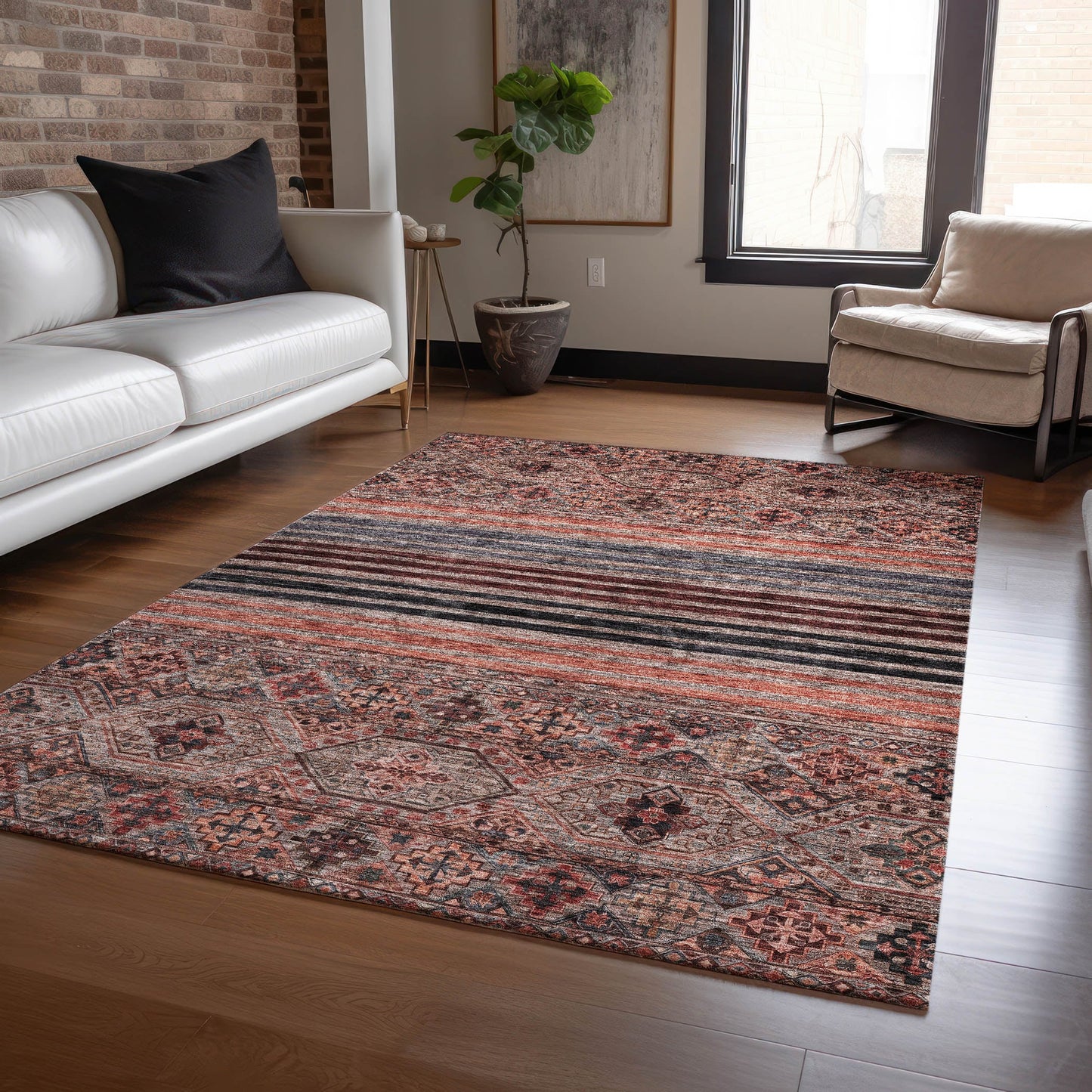 Addison Rugs Chantille ACN1641PK 9 x 12 (ft) Loomed Paprika Rectangular Indoor/Outdoor Machine washable Pet Friendly Area rug