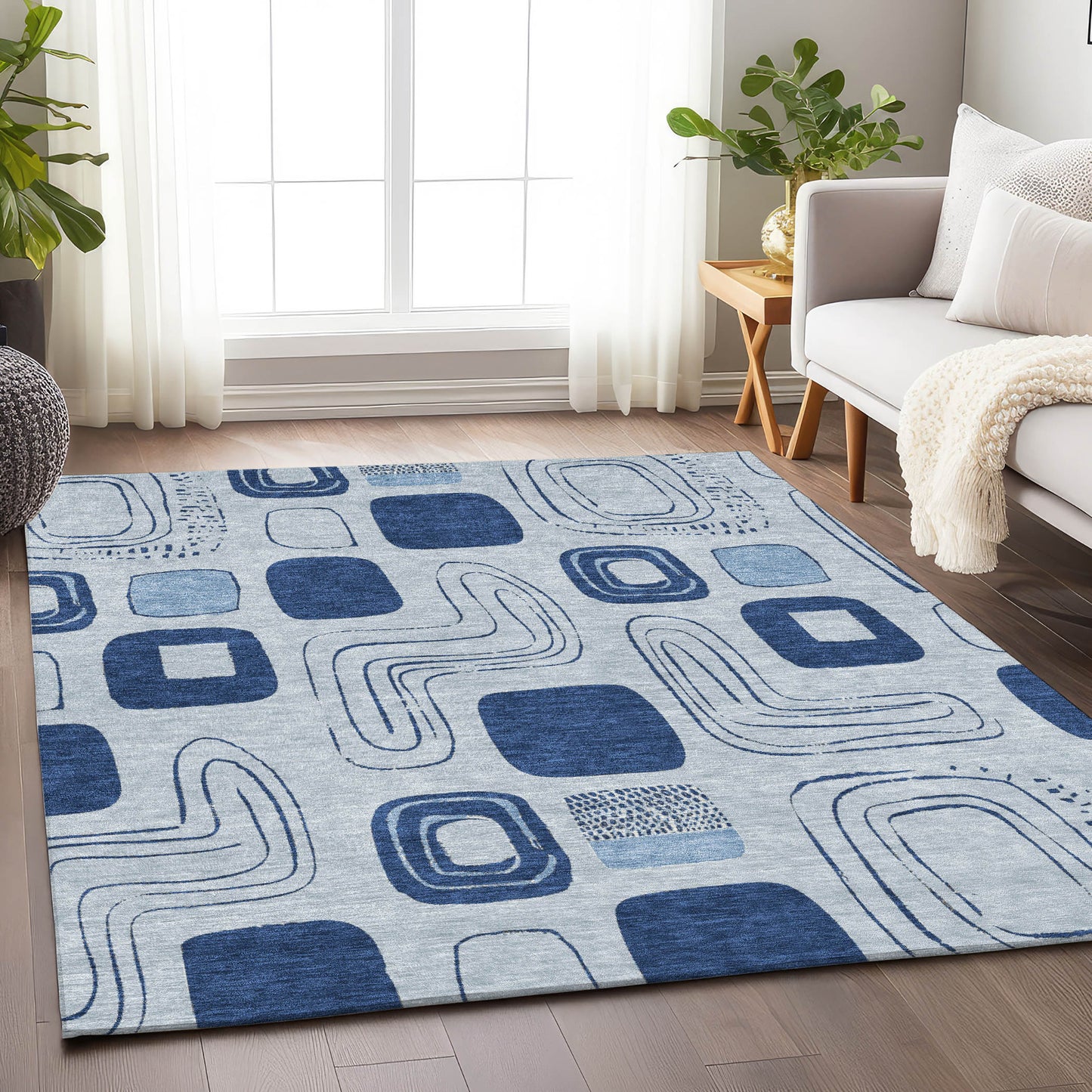 Addison Rugs Chantille ACN1670BU 8 x 10 (ft) Loomed Blue Rectangular Indoor/Outdoor Machine washable Pet Friendly Area rug