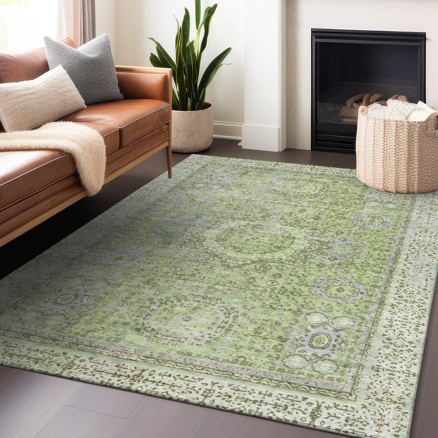 Addison Rugs Chantille ACN1740AL 9 x 12 (ft) Loomed Polyester Aloe Rectangular Indoor/Outdoor Machine washable Pet Friendly Area rug