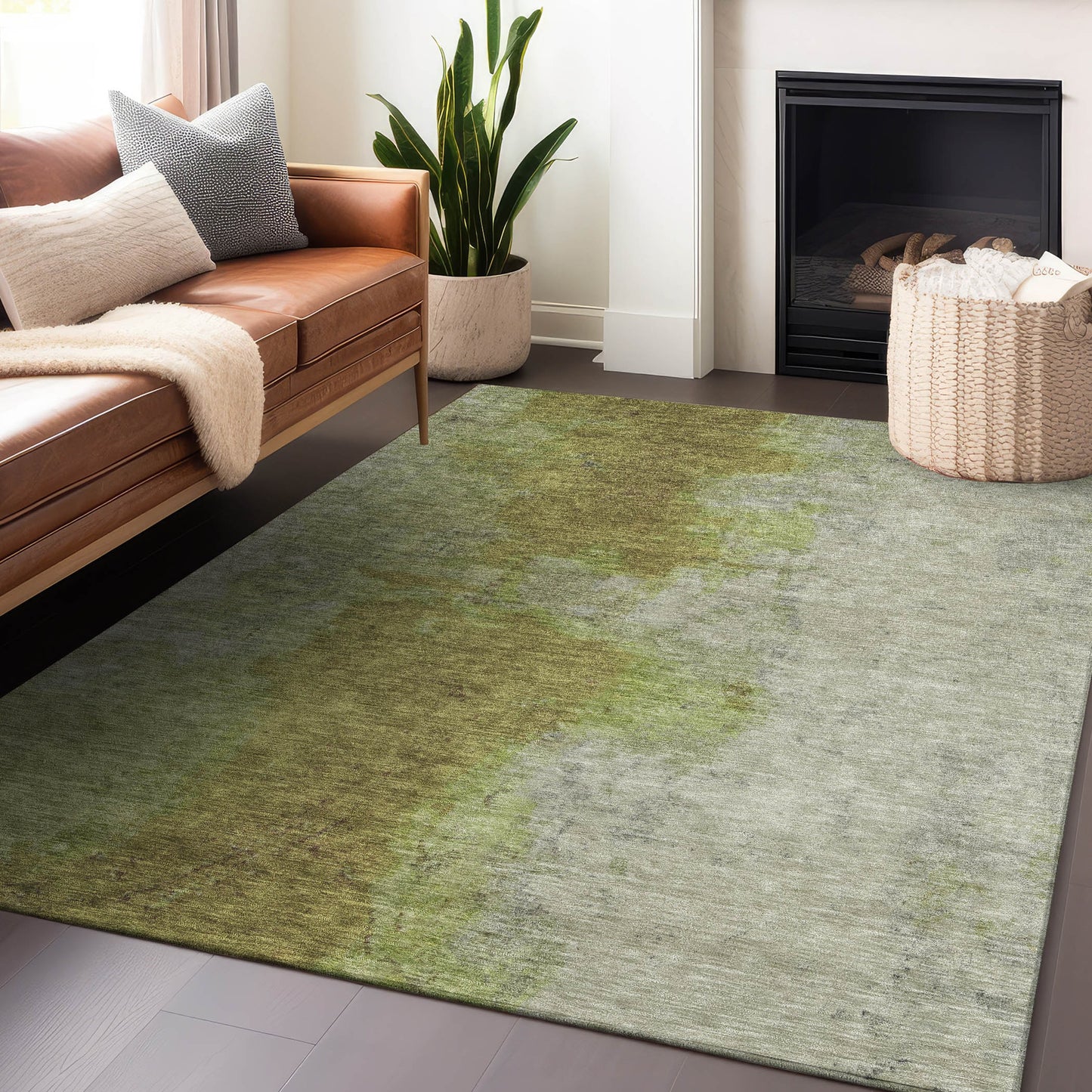 Addison Rugs Chantille ACN1741OL 9 x 12 (ft) Loomed Polyester Olive Rectangular Indoor/Outdoor Machine washable Pet Friendly Area rug