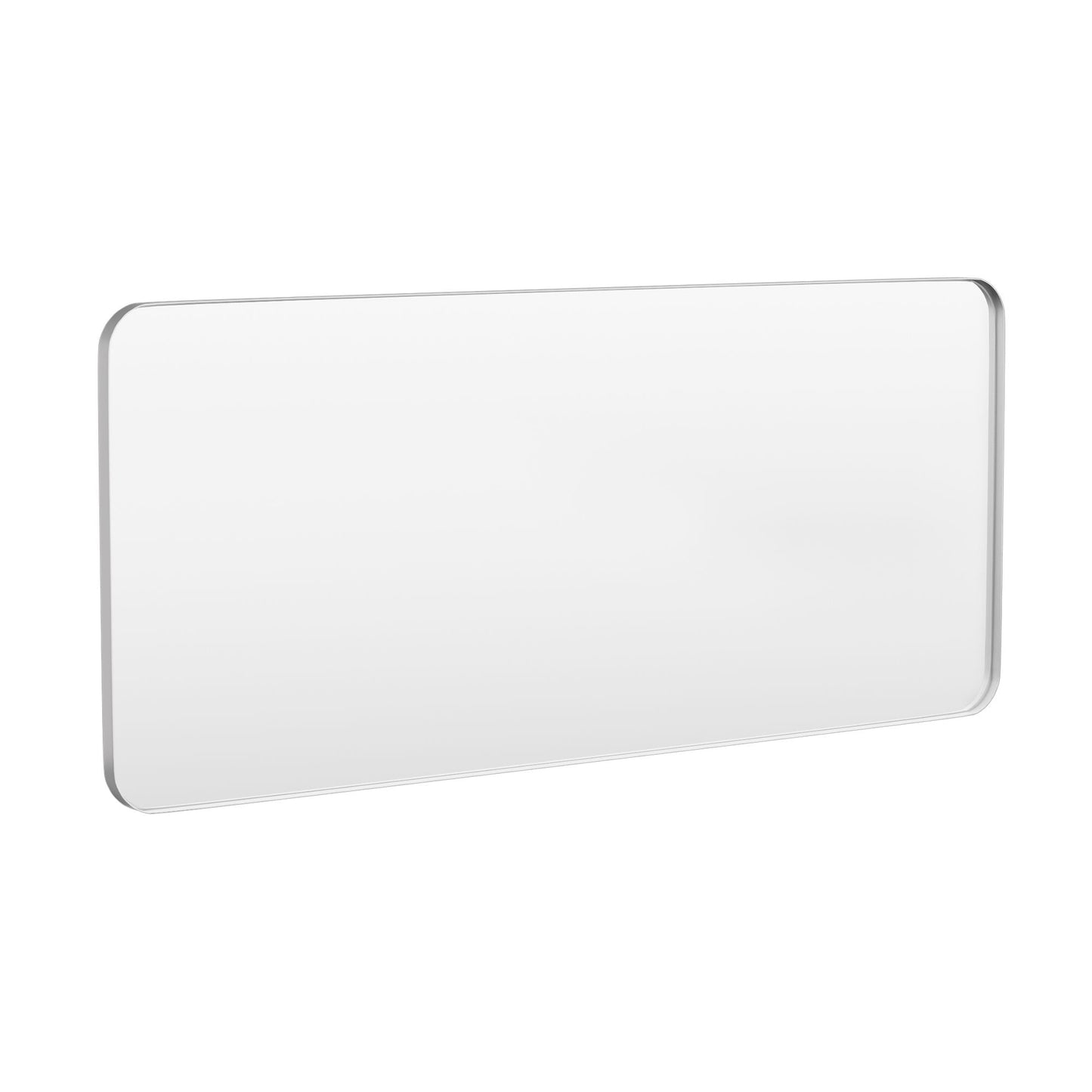 LOVMOR 72 in. W x 32 in. H Tempered Glass Rounded Rectangle Framed Wall-Mounted Bathroom Vanity Mirror in Silver