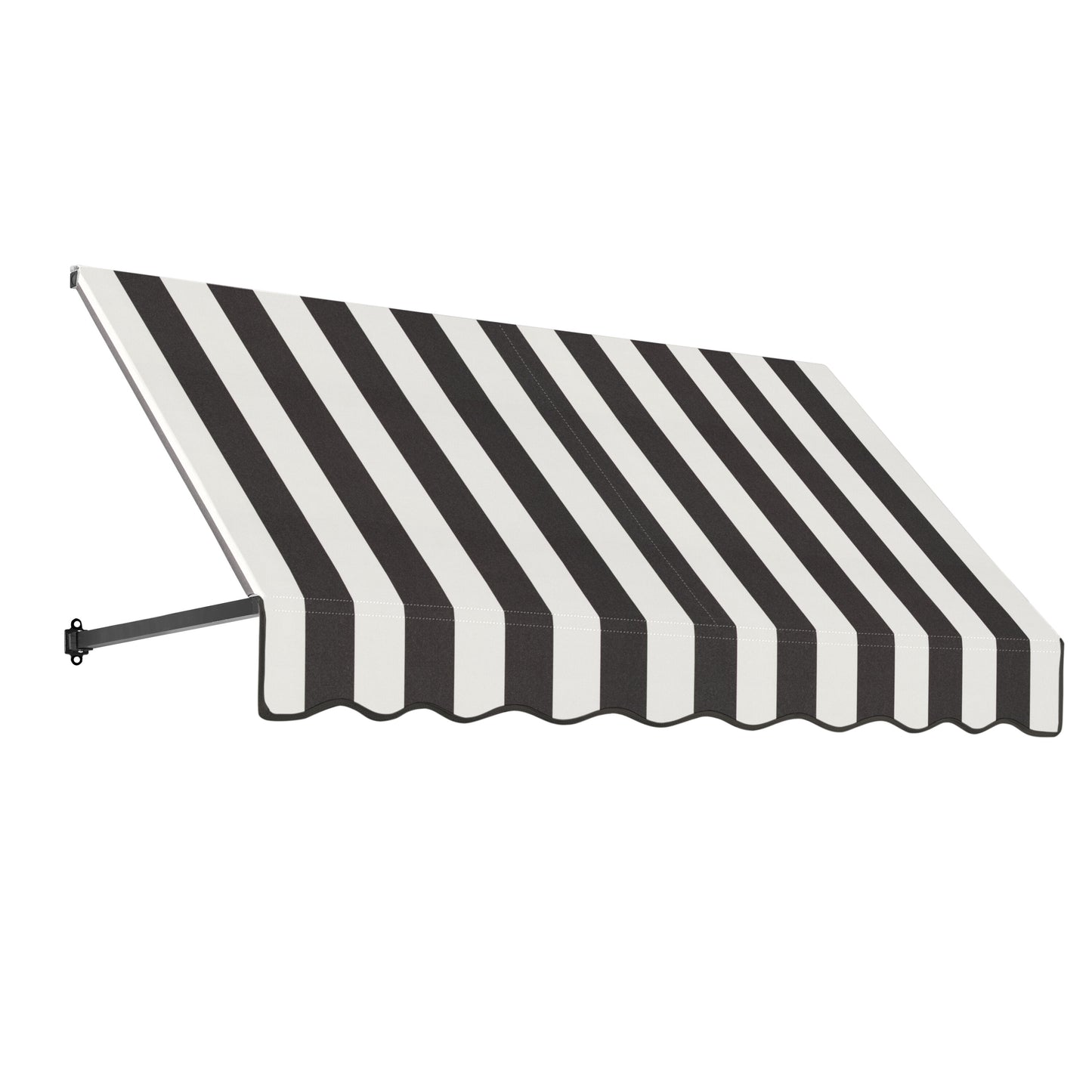Awntech Dallas Retro 88.5-in Wide x 36-in Projection x 18-in Height Fabric Black/White Stripe Striped Fixed Window/Door Awning