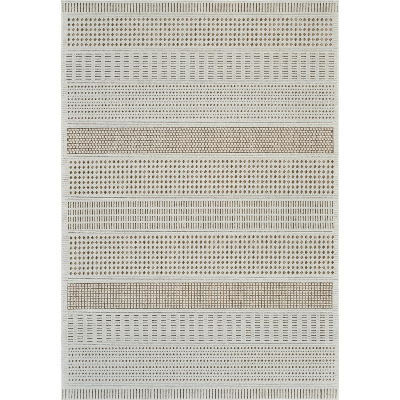 HomeRoots 6 x 7 (ft) Loomed Polypropylene Beige, Brown Rectangular Indoor/Outdoor Geometric Professionally Clean Only Area rug