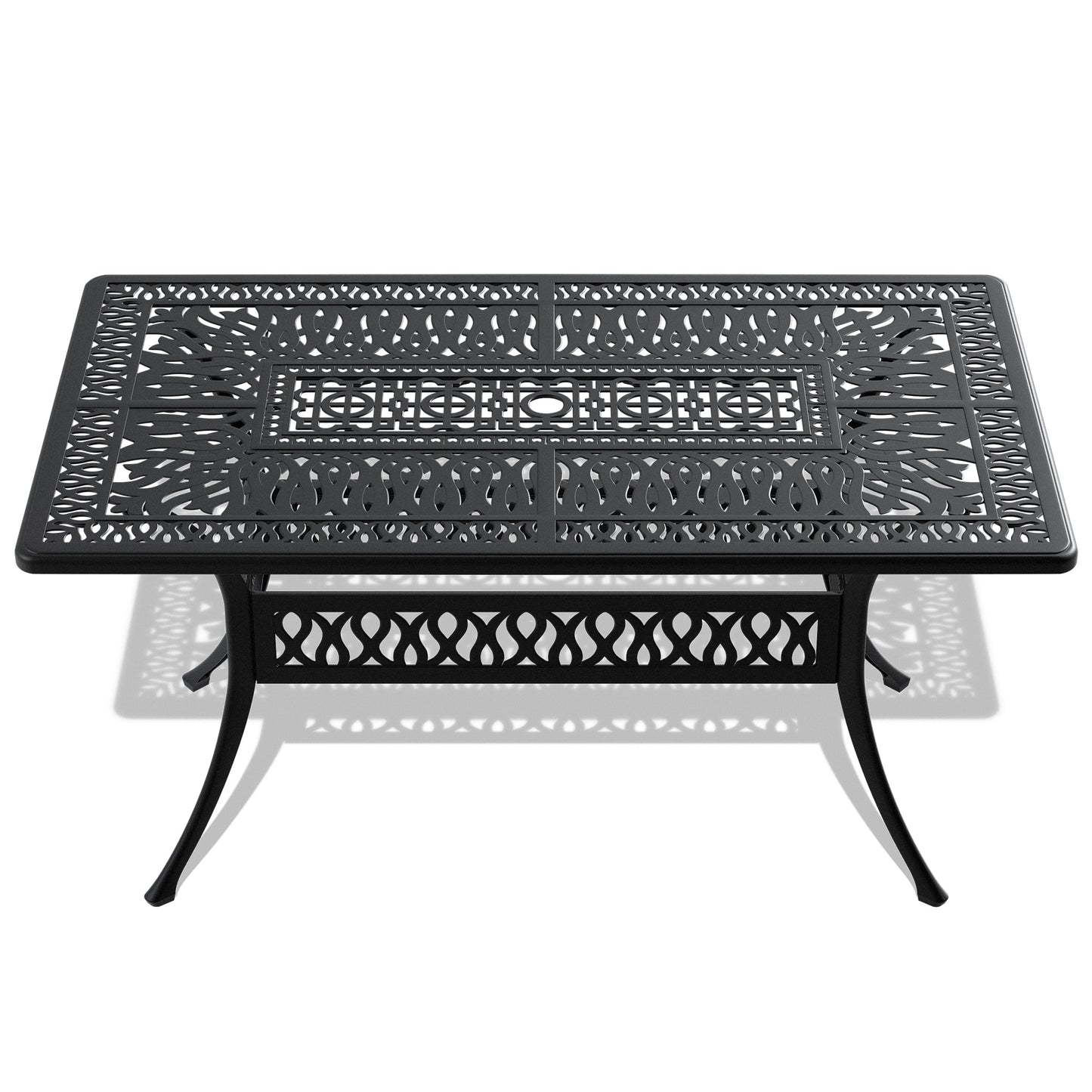 Maocao Hoom Rectangle Outdoor Dining Table 34.65-in W x 58.27-in L with Umbrella Hole
