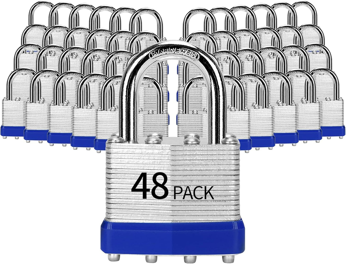 HZSY Padlocks Keyed Alike, Pack of 48, Laminated Steel Keyed Lock (1-9\/16", 40mm), Padlocks with Same Key, Normal Shackle, for Toolbox, Locker & StorageUnit or More