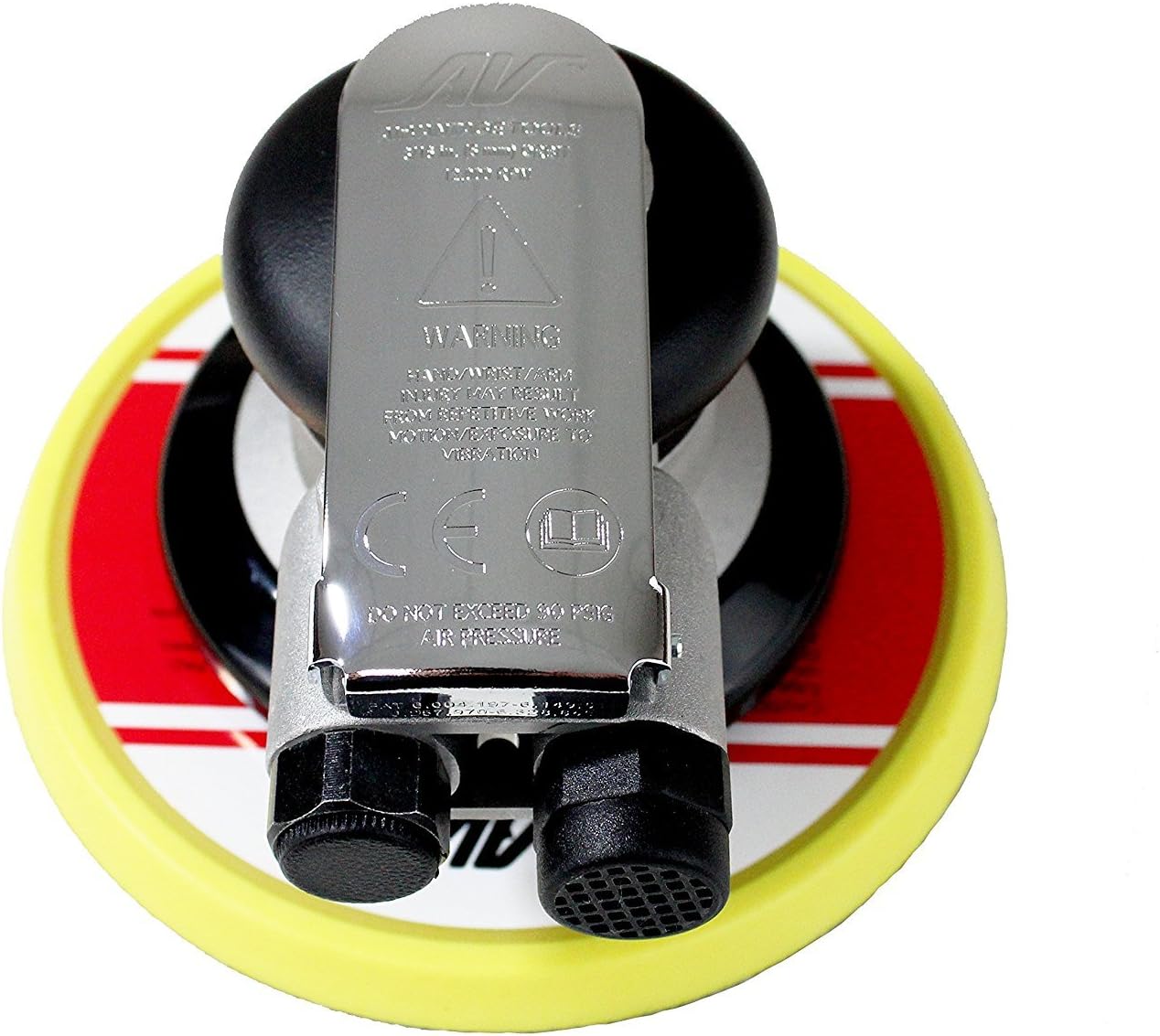 AirVANTAGE Industrial Grade Random Orbital Air Sander Non-Vacuum With Low-Profile Pad, 1\/4 in. NPT Air Inlet (5": 3\/16- Hook & Loop)