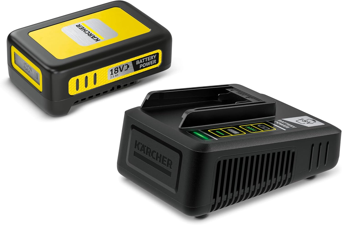 Kärcher Starter Kit Battery Power 18\/25, 18 V Battery with 2.5 Ah and Fast Charger, Compatible Garden Tools, Real Time Technology, Intelligent Cell Monitoring, Lithium-Ion Cells