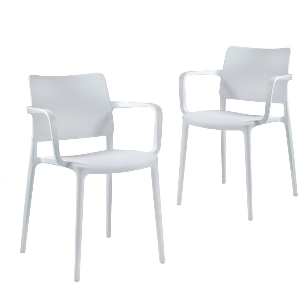 Omax Decor Cleo Arm Resin Patio Dining Chair in White Set of 2