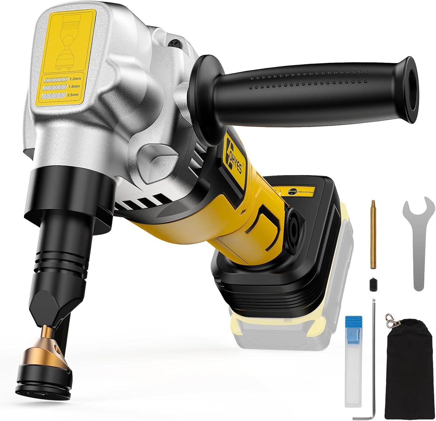 Metal Nibbler Fit for DeWALT 20v Max Battery Brushless Motor 16 Gauge Variable Speed Assist Handle & 2 Blades For Metal Cutting, Stainless Steel and Aluminum(Battery not Included)