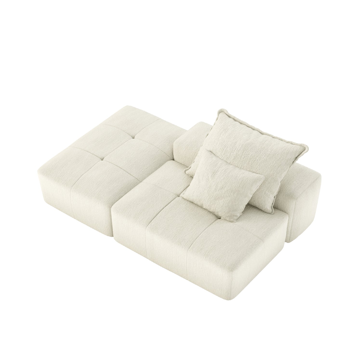 Bybafun 70.87-in W Casual Beige Chenille 2-seater Sofa
