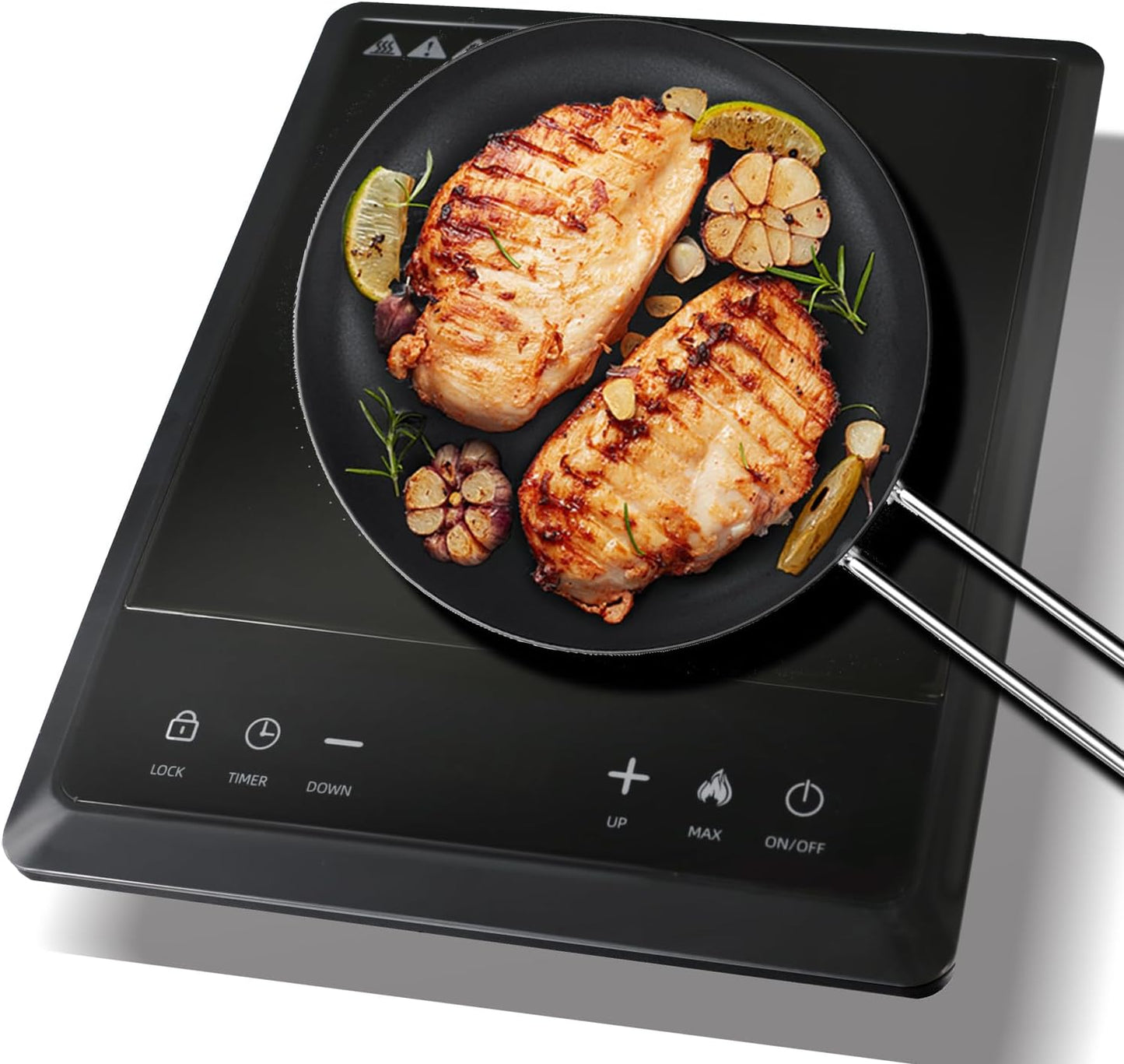 WAATFEET 1700W Portable Induction Cooktop,Electric Induction Cooker and Burner,Countertop Hot Plate with 10-Level Adjustment,3-Hour Timer,Smart Touch Cooktop,and Safety Lock Feature,Black