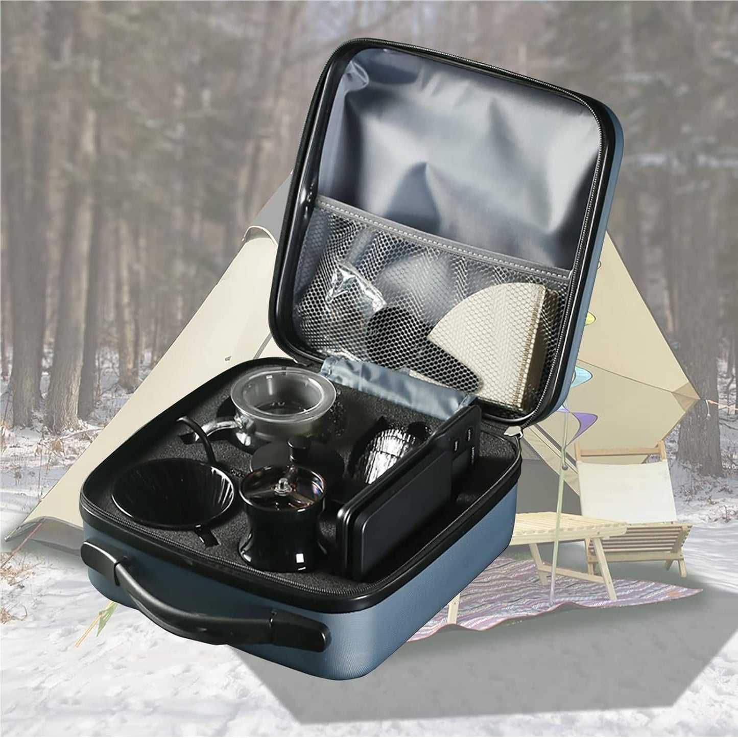 Travel Hand-Brewed Coffee Set Outdoor Portable Camping V60 Appliance Household Entry-Level Hand-Grinding Coffee Machine Full Set Drip Coffee Maker is The Best Gift for her