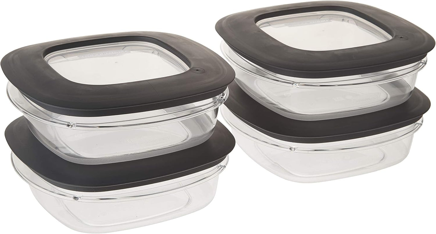 Rubbermaid Premier Food Storage Container, 3 Cup, Grey (4 Pack)
