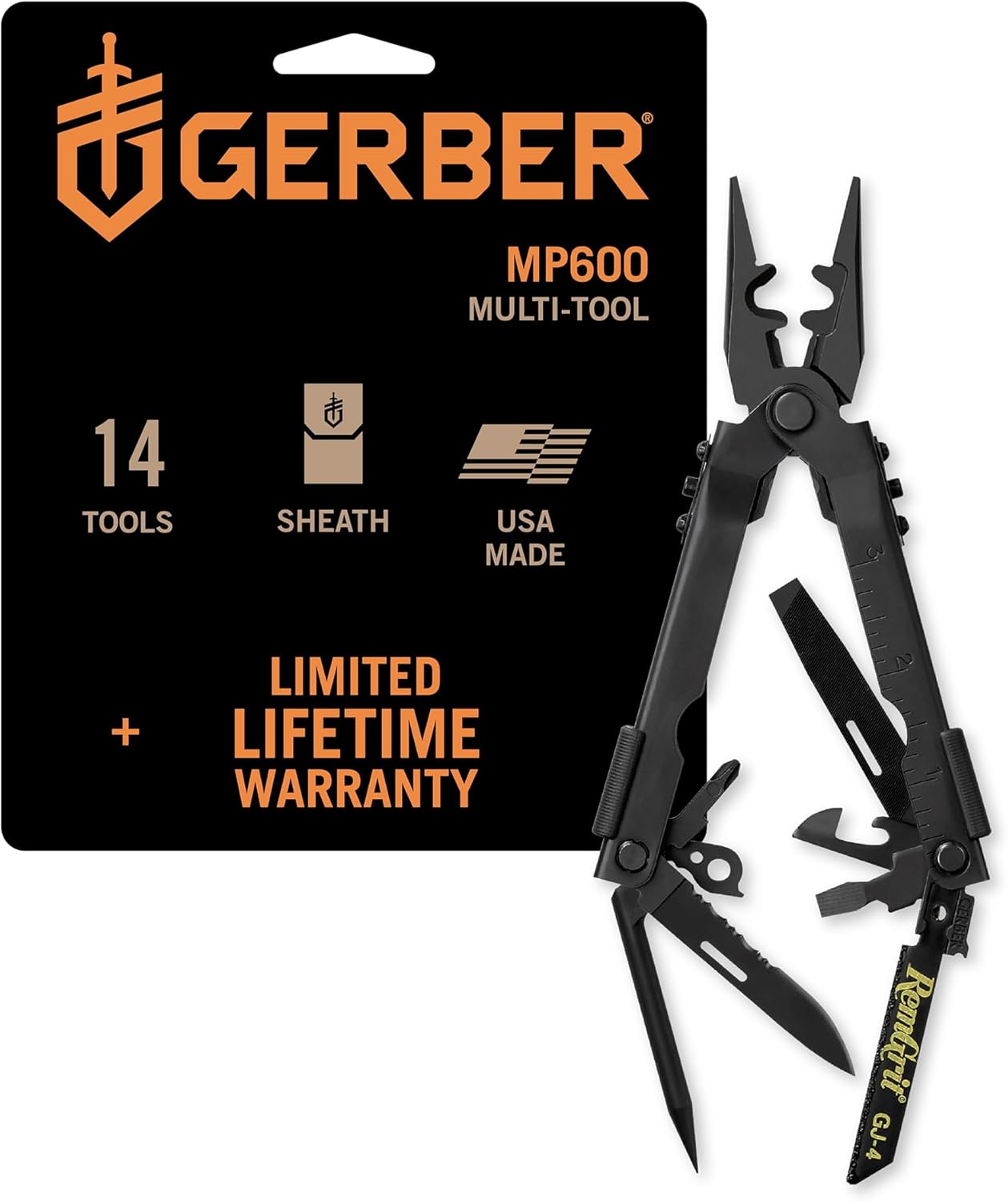 Gerber Gear Gear DET Multi-Plier 600 with Blasting Cap Crimper - MultiTool w/ Screwdriver, Needlenose Pliers, Can Opener, Wire Cutter, Replaceable Saw - Combat Engineer - Made in USA - Survival Tools