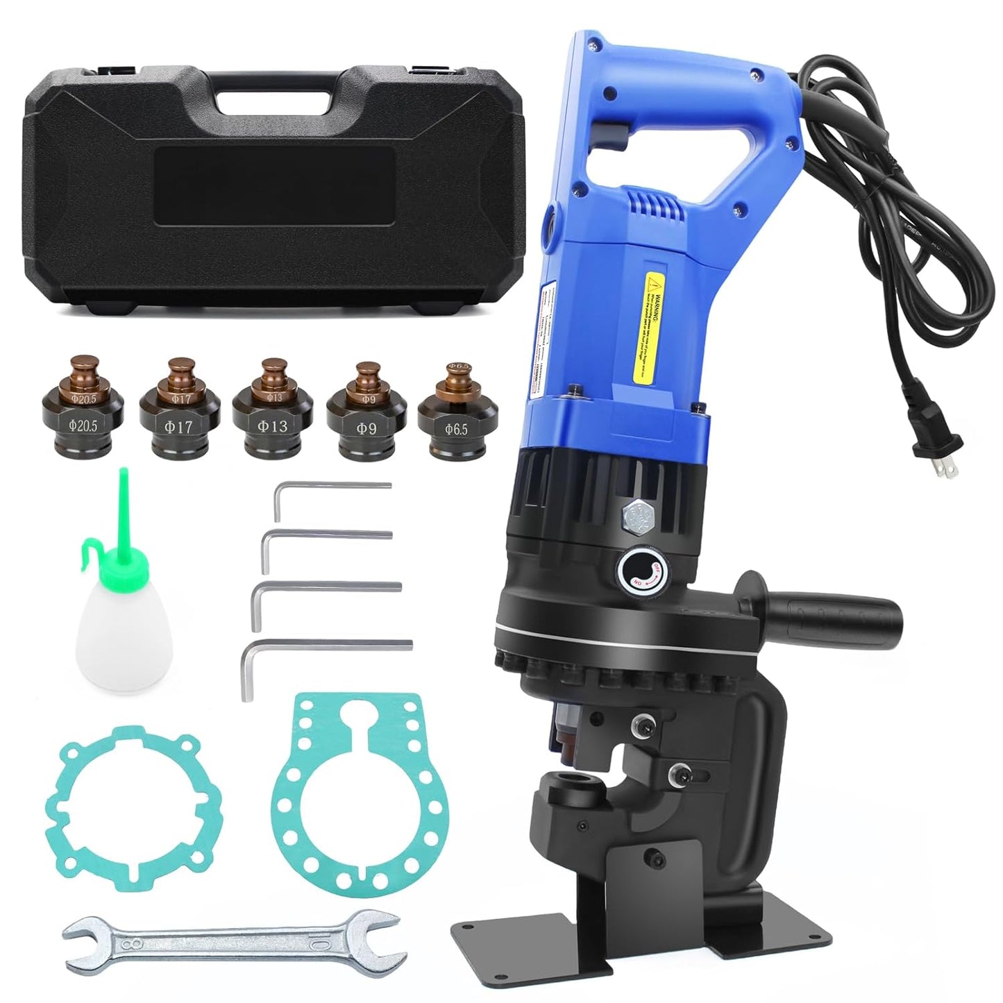 Electric Hydraulic Hole Punch for Metal,1200W Hydraulic Hole Puncher,Angle Steel Hole Punching Machine with Die Φ1/4" 3/8" 1/2" 11/16" 13/16",Hole Punch Tool for Metal Aluminum Copper Iron Steel Plate