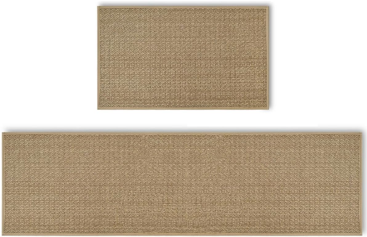 Artoid Mode Washable Non-Skid Kitchen Rugs and Mats Set of 2, Rubber Backing Absorbent Kitchen Mats for Floor Front of Sink Hallway - 17x29 and 17x60 Inch