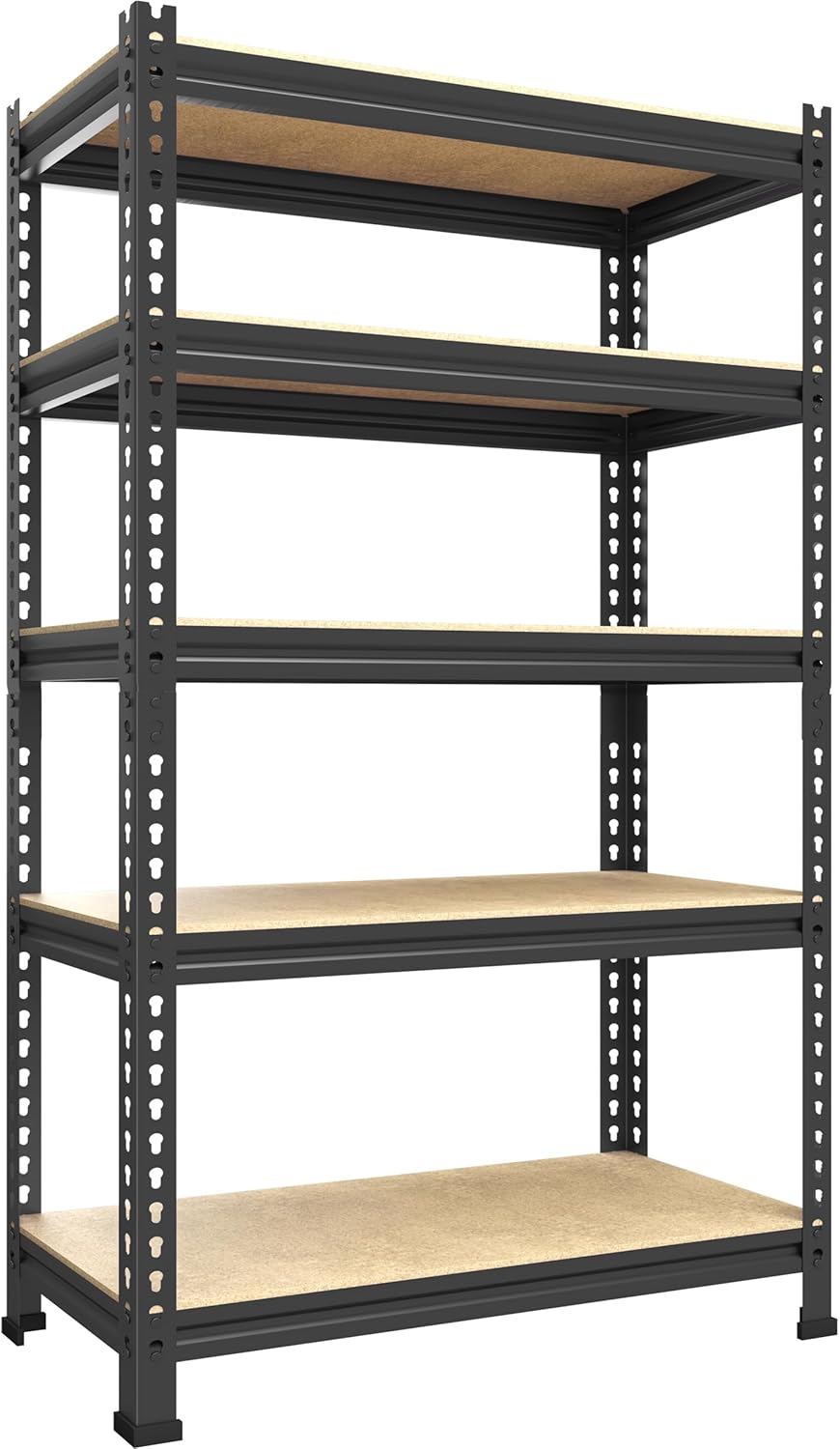 PrimeZone Storage Shelves 5 Tier Adjustable Garage Storage Shelving, Heavy Duty Metal Storage Utility Rack Shelf Unit for Warehouse Pantry Closet Kitchen, 28" x 12" x 59", Black
