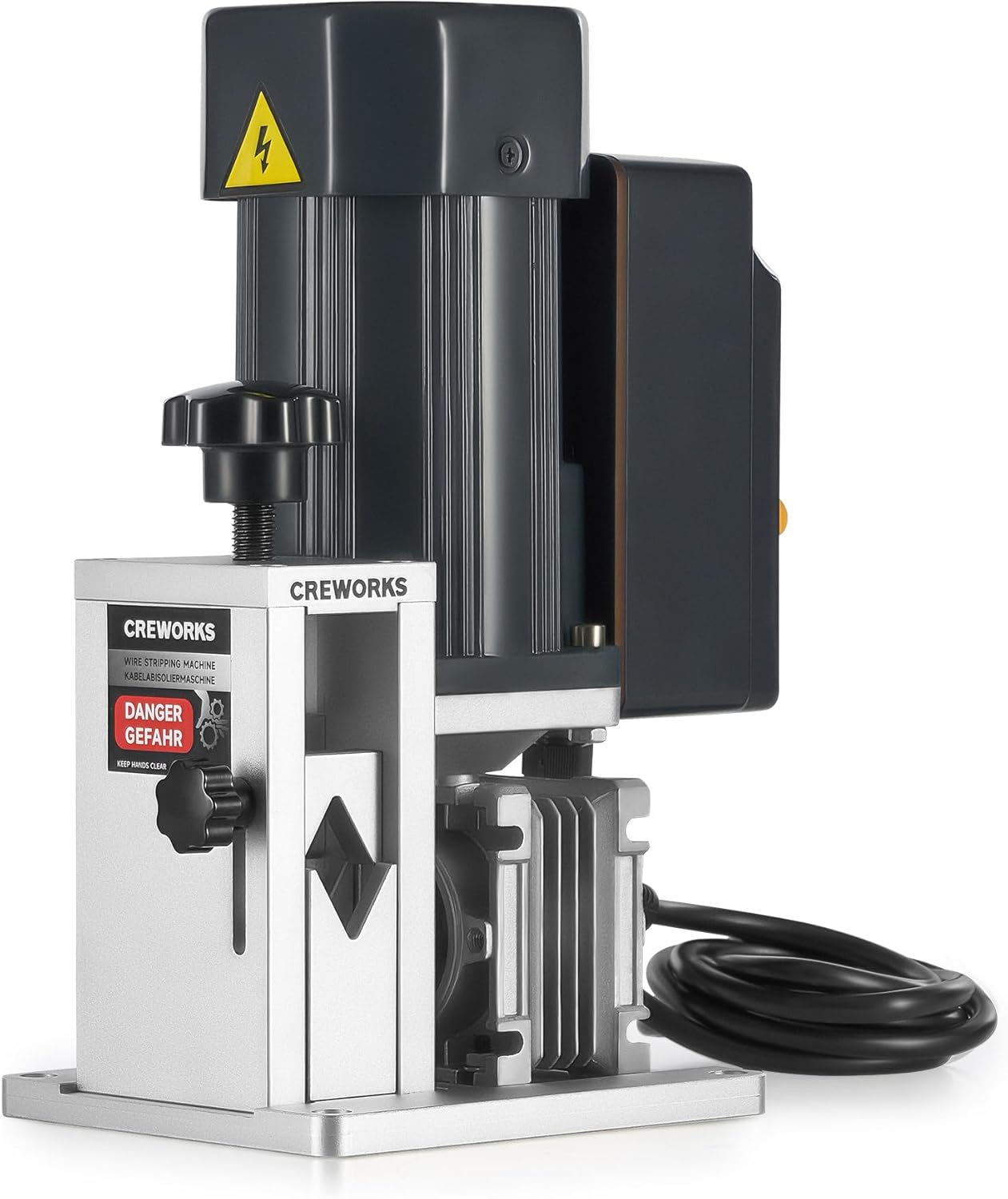 CREWORKS Electric Wire Stripper Machine, 0.06"-0.9" Automatic Wire Stripping Machine with Adjustable Feed Hole, Cable Stripper for 1.5-23mm Scrap Wire, Copper Wire Stripper for Cable Recycling