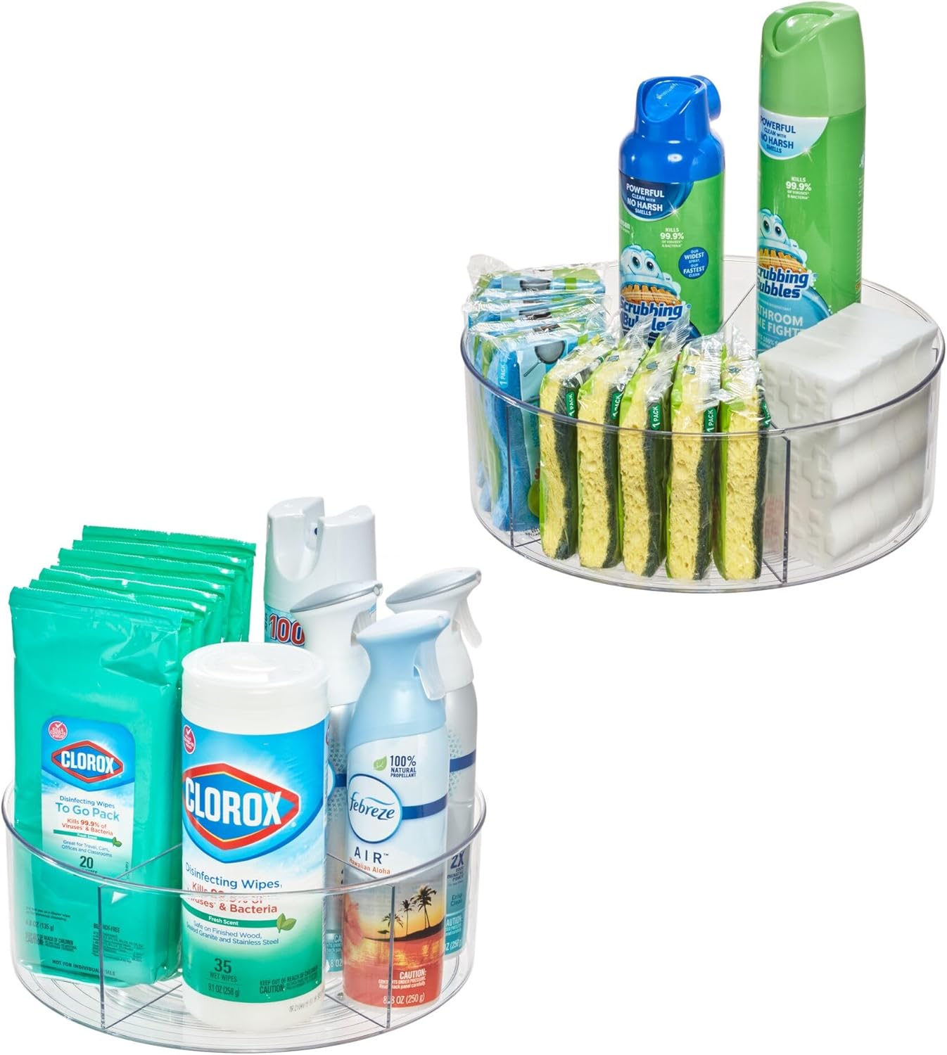 iDesign Divided 11.5-inch Lazy Susan for Kitchen and Pantry - Set of 2 - Clear