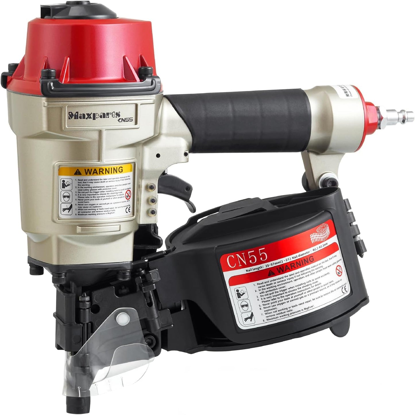 Maxparts Coil Nail Gun CN55, 1 Inch To 2-1/4-Inch Pneumatic Nail Gun, Air Coil Nailer with Rapid Shooting Engine for Pallet, Crating, Framing, Fencing