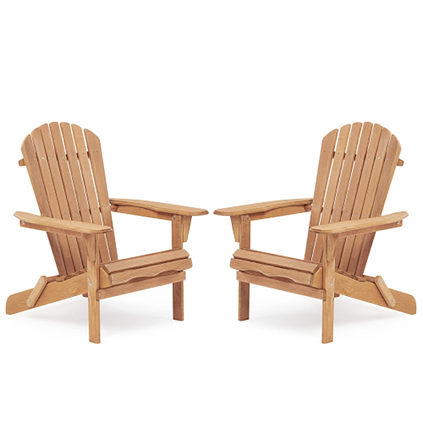 Sumyeg Wooden Outdoor Folding Adirondack Chair Set of 2 Set of 2 Brown Wood Frame Stationary Adirondack Chair with Brown Slat Seat