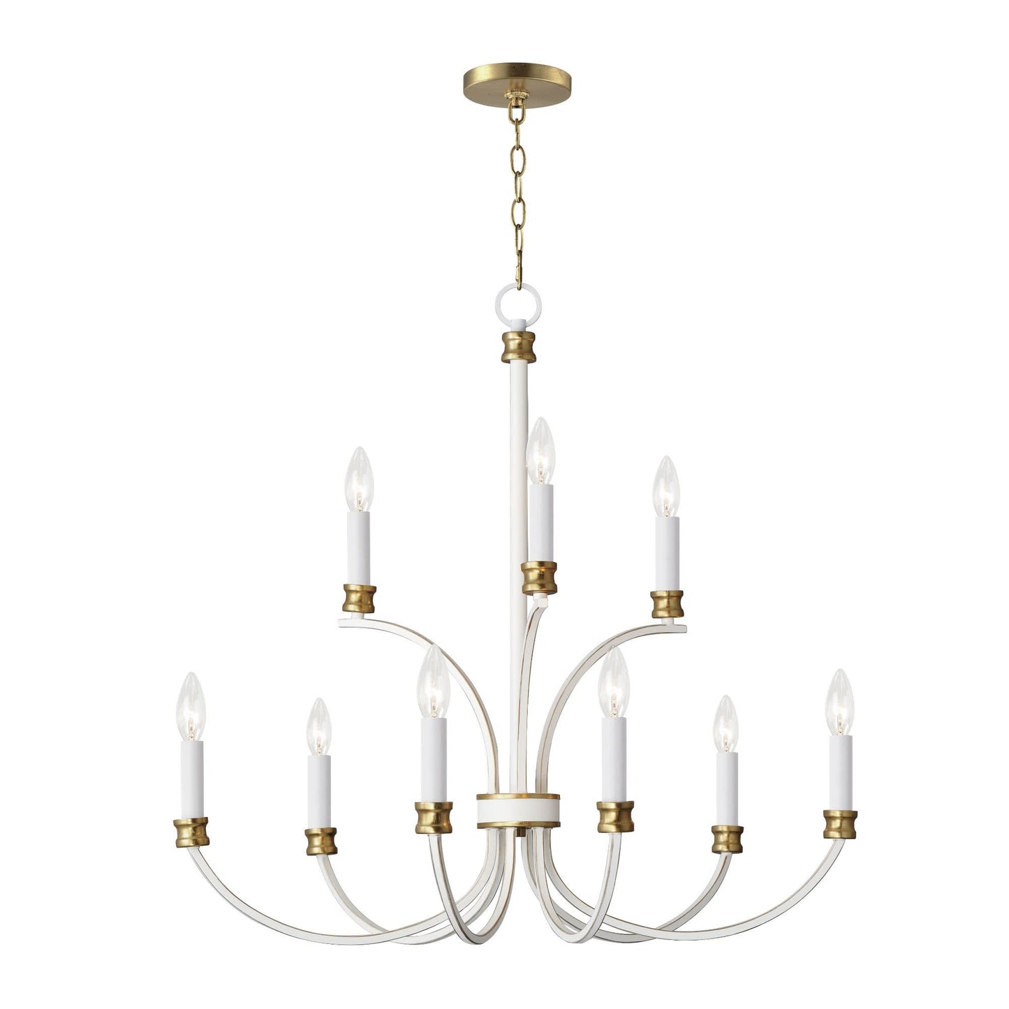 Maxim Lighting Charlton 8-Light Mid Century Modern / Transitional Weathered White/Gold Leaf Incandescent Chandelier