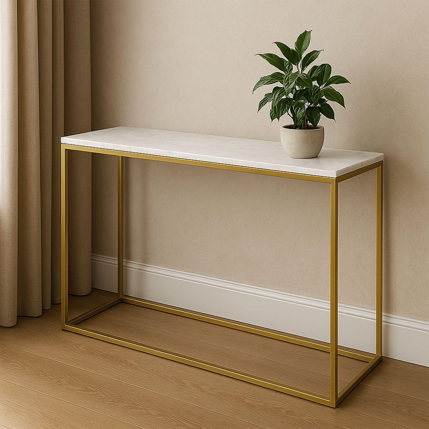 Fab Habitat Industrial Rectangular Faux marble Marble 14-in W x 30-in H Console table