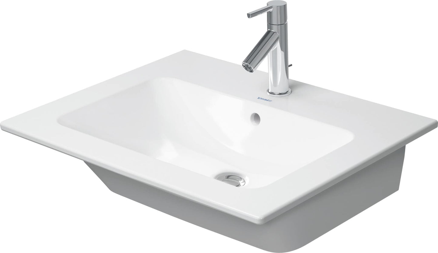 Duravit ME by Starck 24 3/4 inch Rectangular Wall Mounted Sink in White with Single Faucet Hole and with Overflow