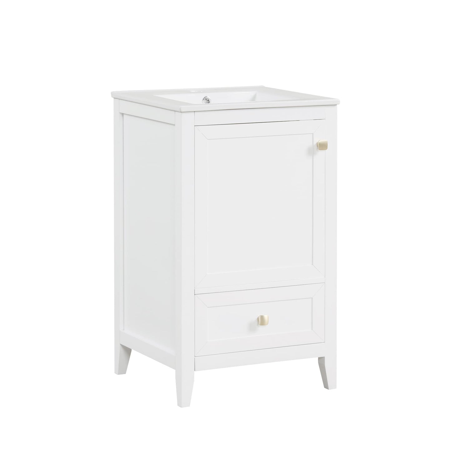 Vynxaria 20 Inch Bathroom Vanities White Vanity with SoftClose Door Storage Rack Drawer 34 Inch H