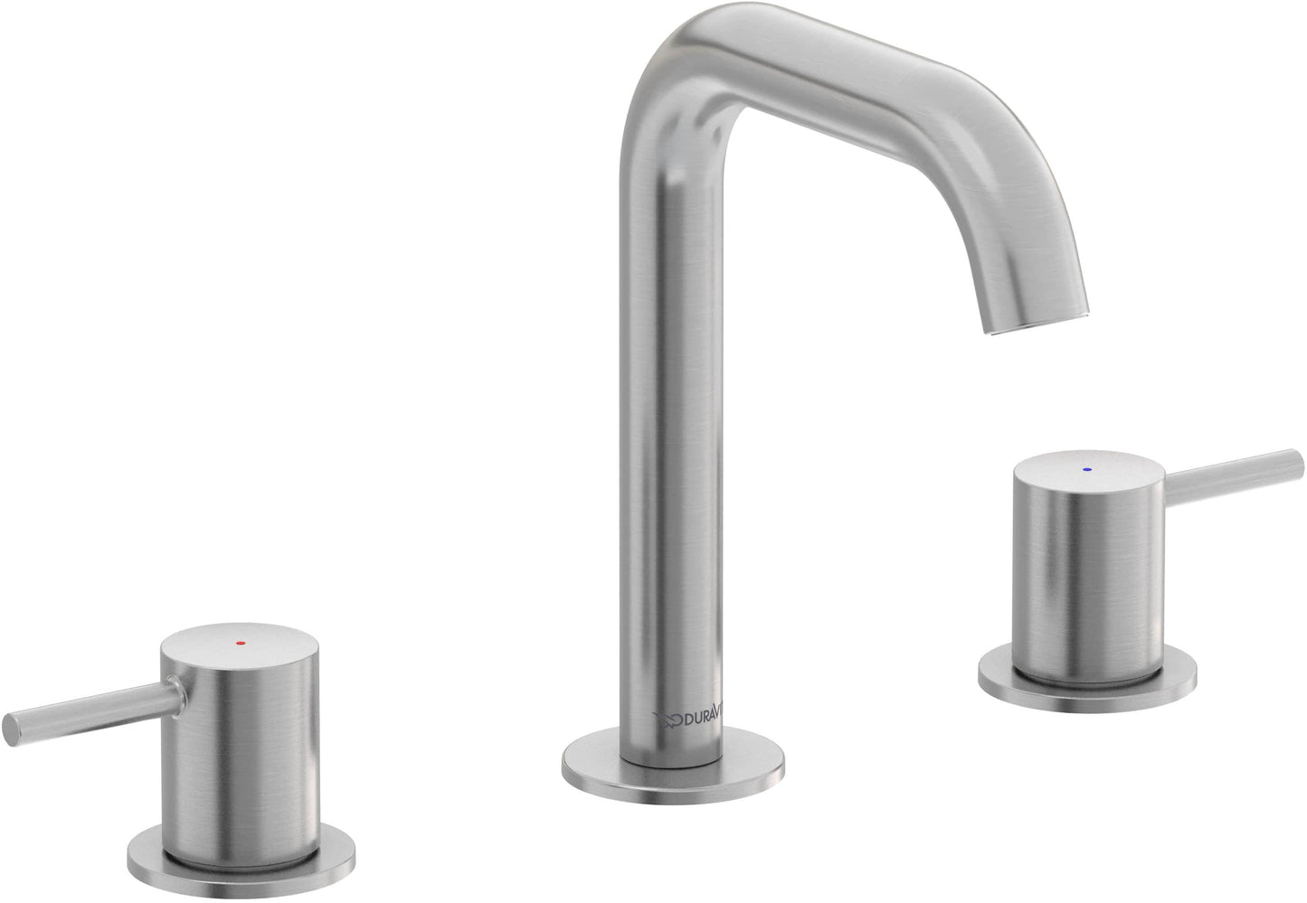 Duravit DuraCircle 8 in. Widespread Double Handle Bathroom Faucet with Drain Kit Included in Brushed Nickel