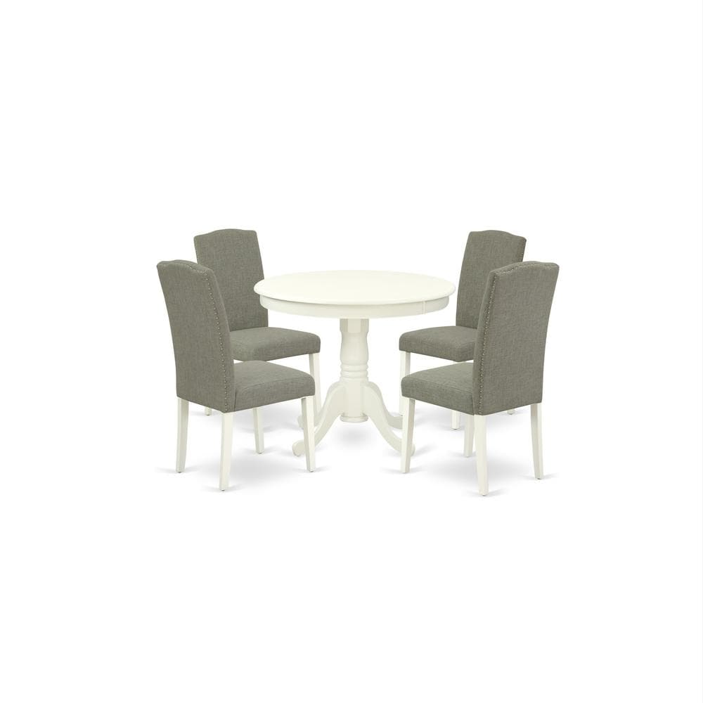 East West Furniture Dining Room Set Linen White
