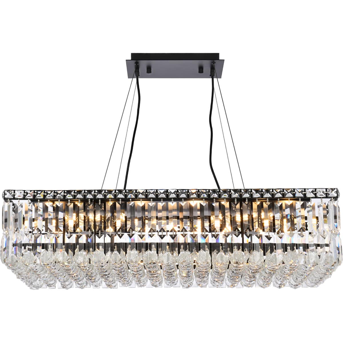 Elegant Lighting V2034D32BK/RC Maxime Island Light Black and Clear