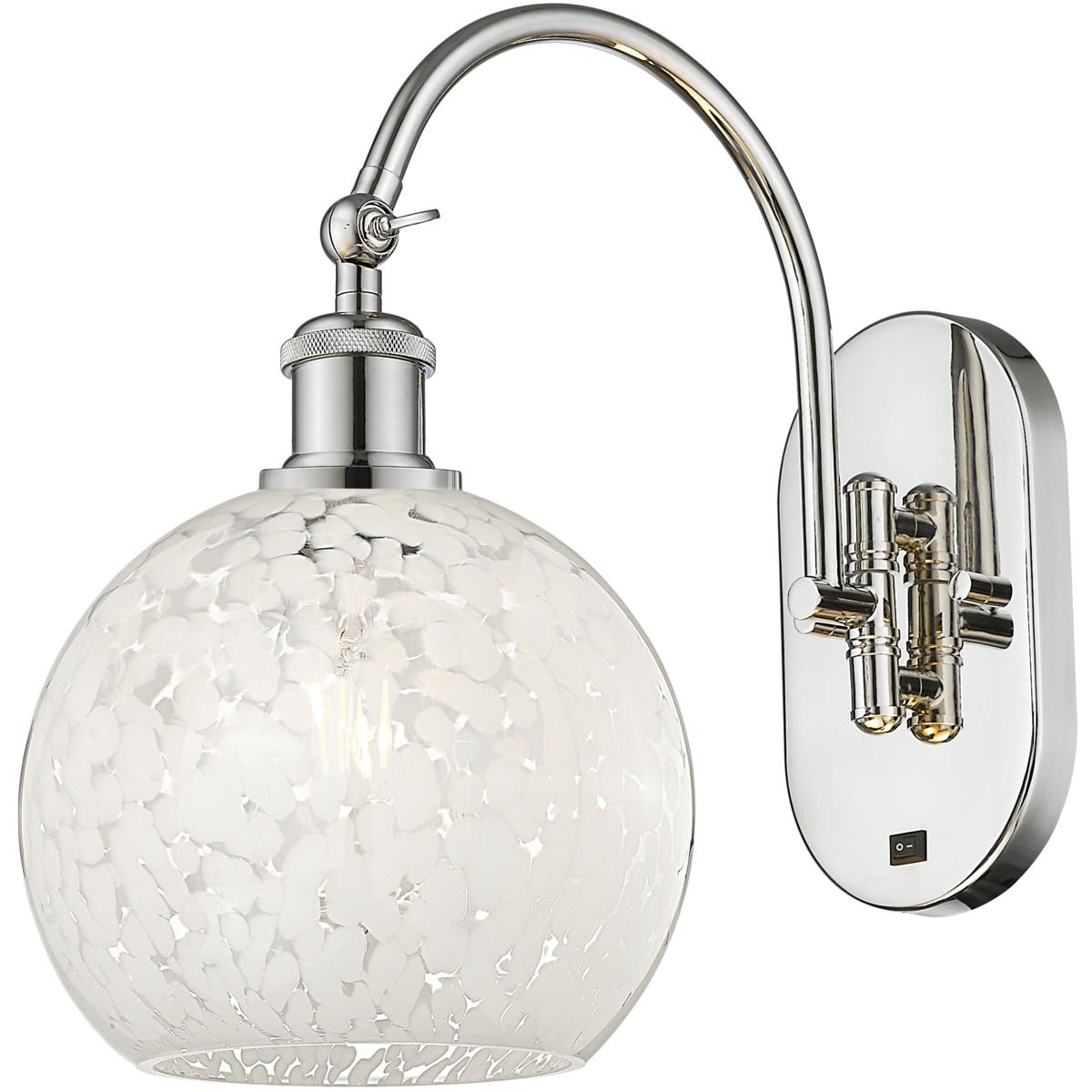 Innovations Lighting 518-1W-PN-G1216-8WM Ballston White Mouchette Wall Sconce Polished Nickel