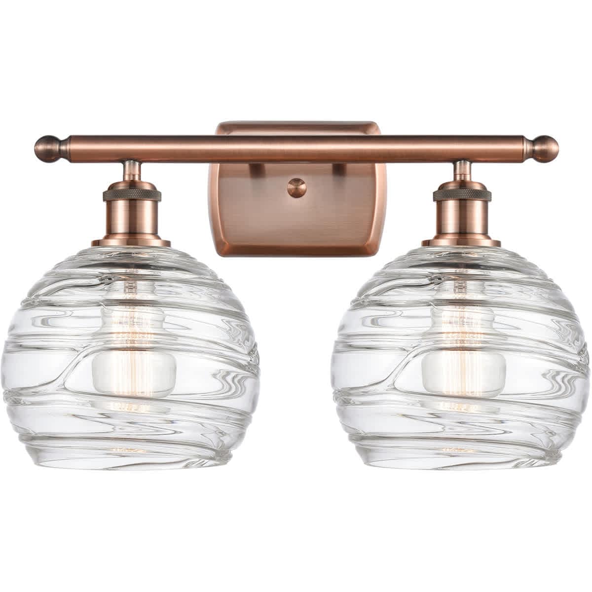 Innovations Lighting 516-2W-AC-G1213-8-LED Ballston Deco Swirl Bathroom Vanity Light Antique Copper