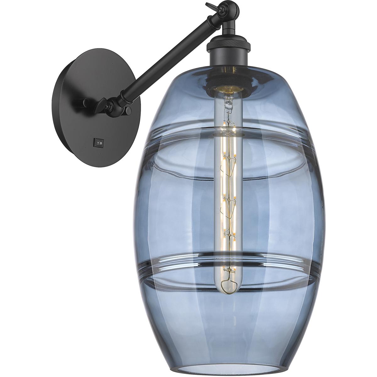 Innovations Lighting 317-1W-BK-G557-8BL Ballston Vaz 1 Light 8 inch Matte Black Sconce Wall Light