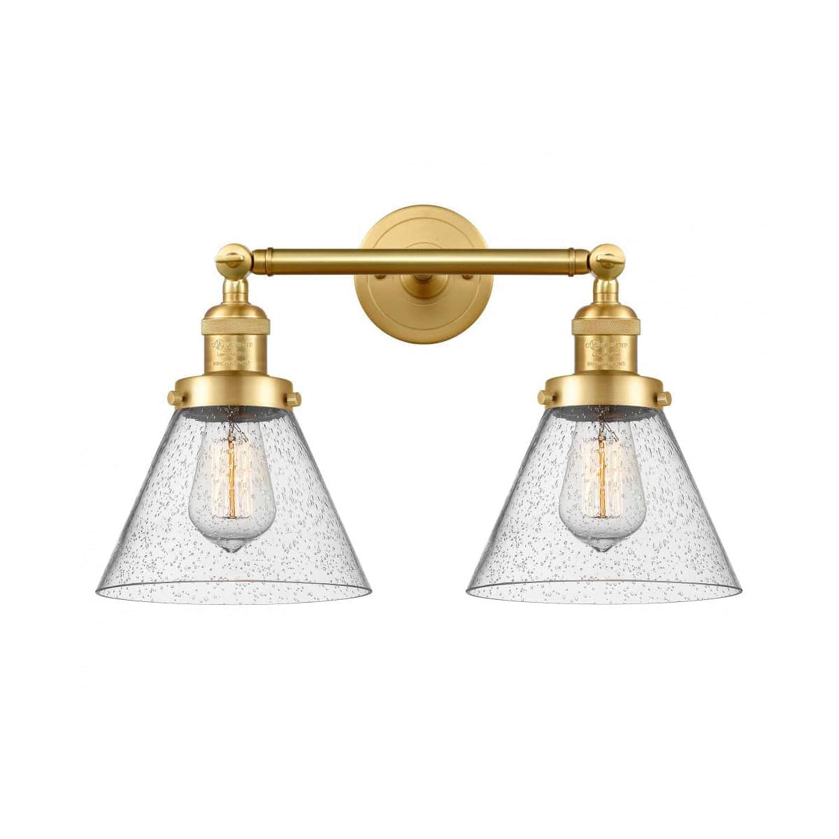 Innovations Lighting 208-SG-G44-LED Franklin Restoration Large Cone Bathroom Vanity Light Satin Gold