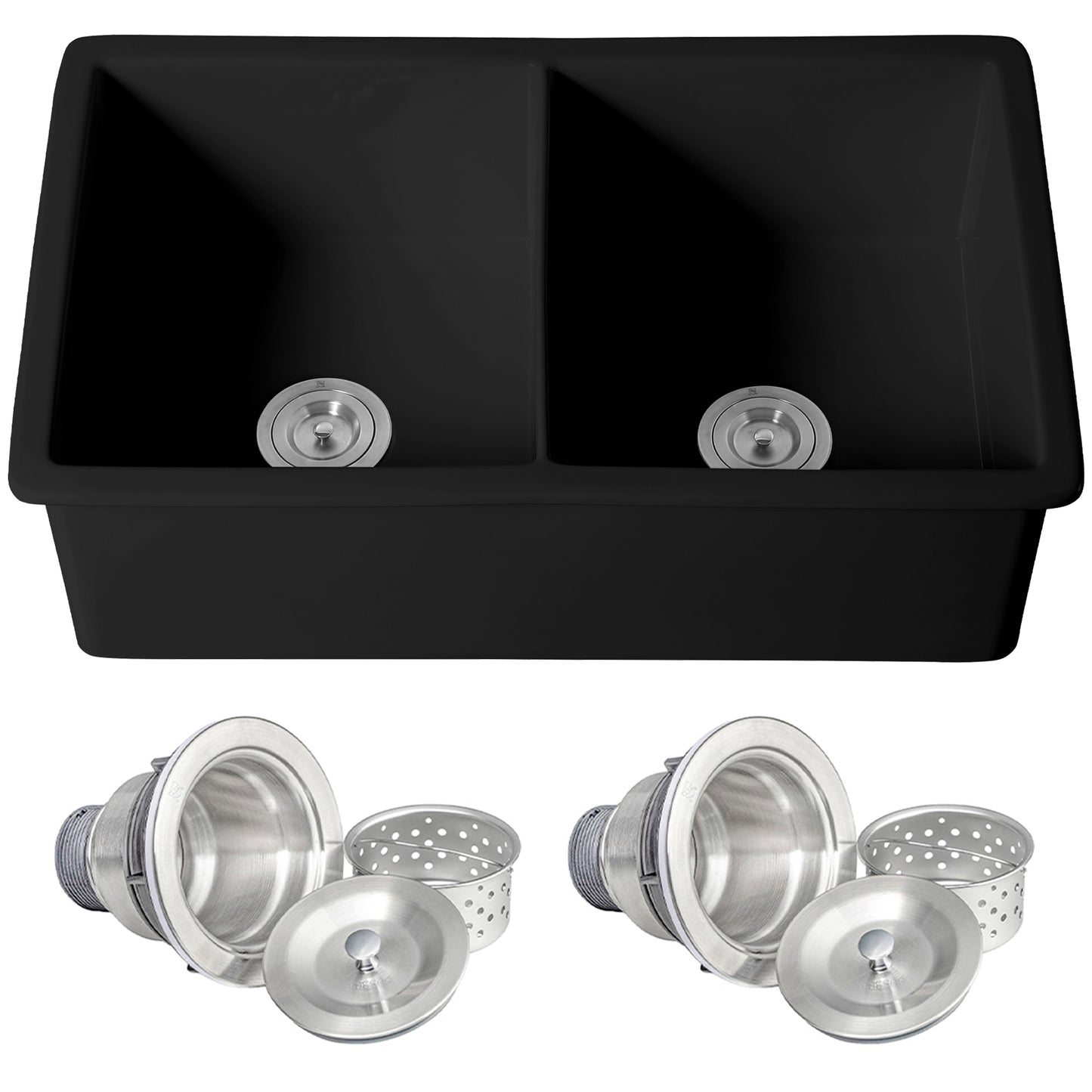 AKDY Fireclay Sink Undermount 32-in x 19-in Fireclay Double equal bowl Kitchen Sink