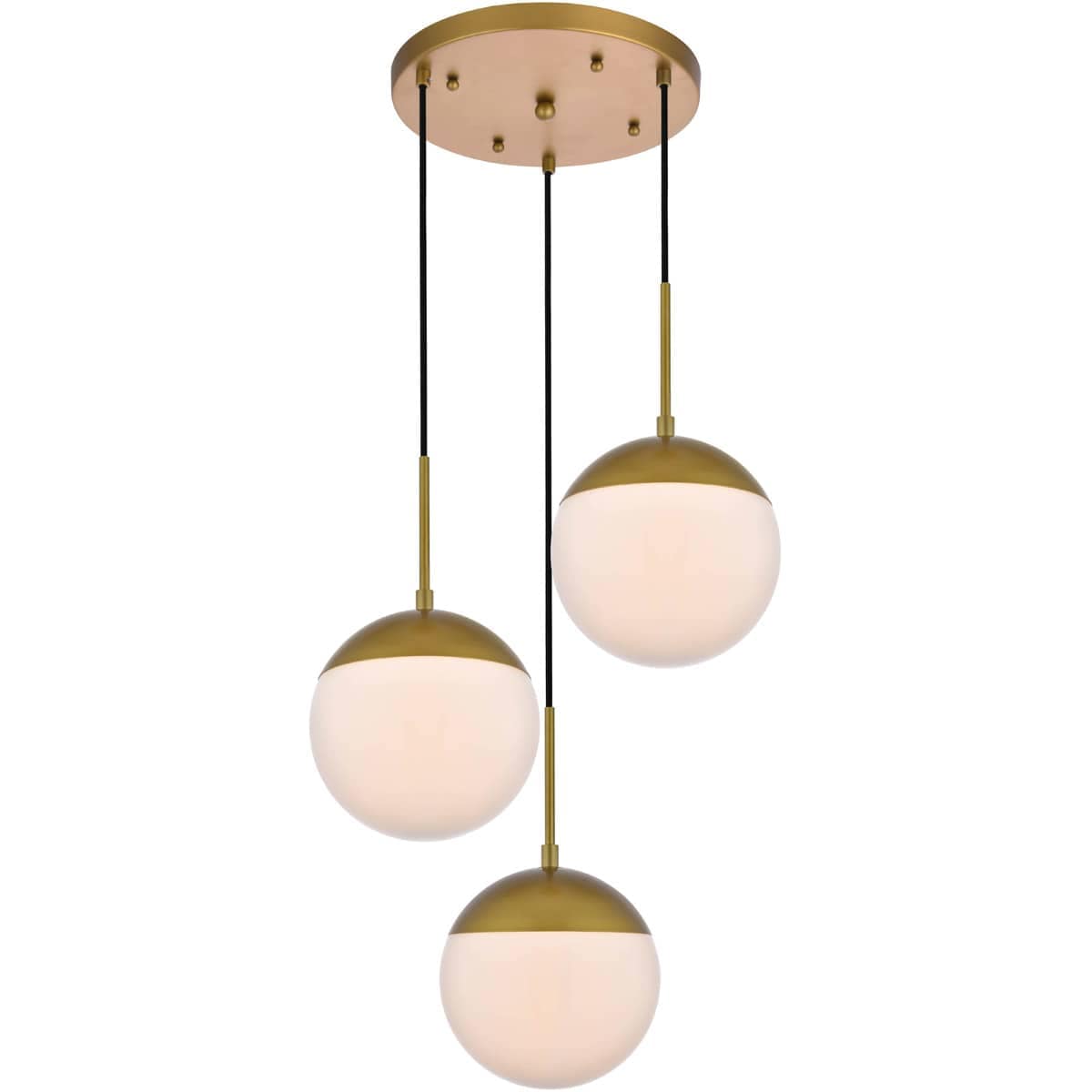 Elegant Lighting Living District LD6072BR Eclipse 3 Light 18 inch Brass Pendant Ceiling Light
