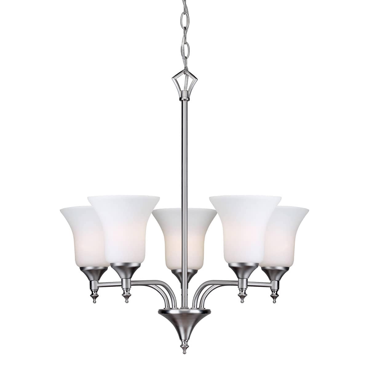 Forte Lighting 2638-05-55 Signature 5 Light 195 inch Brushed Nickel Chandelier Ceiling Light