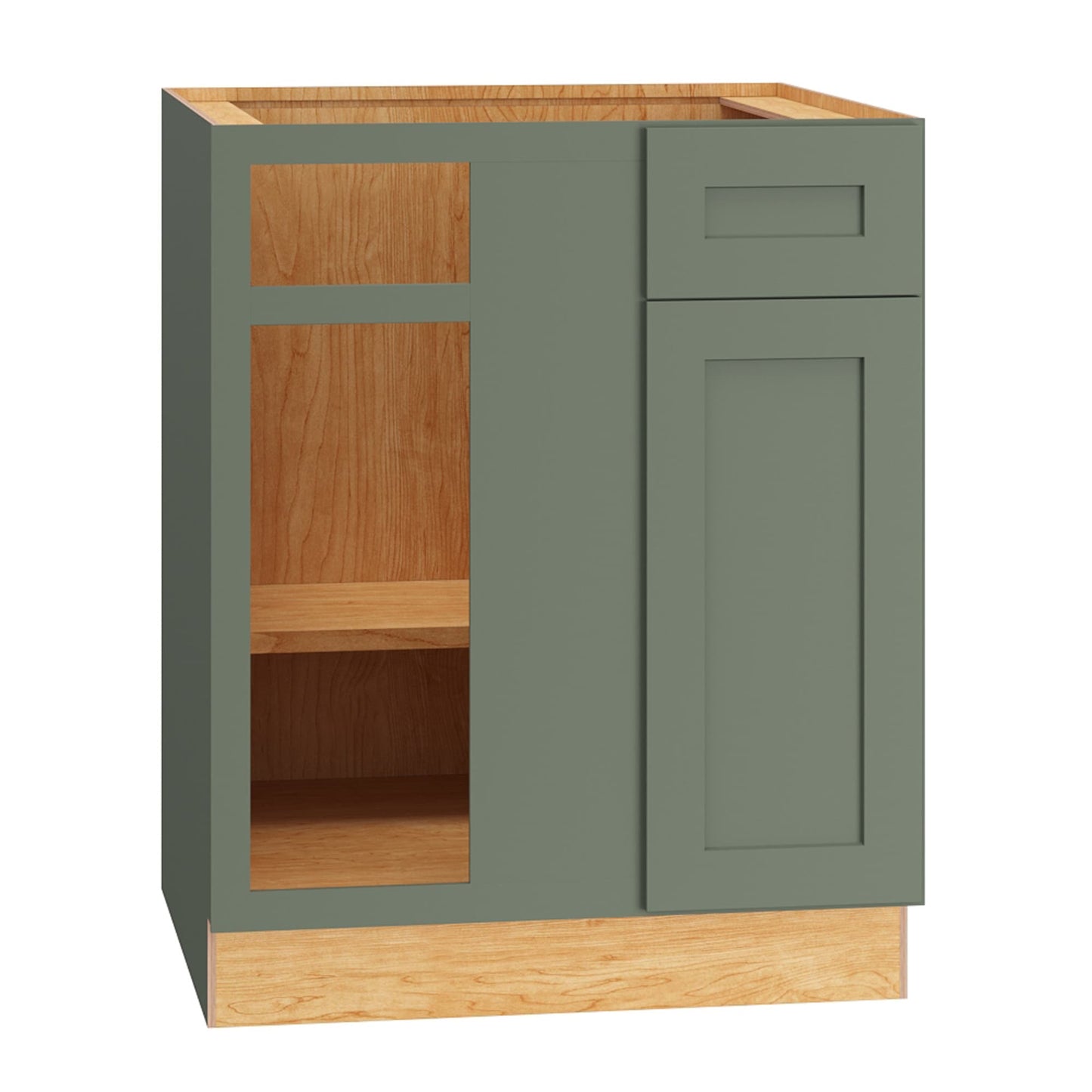 Diamond Express Jamestown 36-in W x 34.5-in H x 24-in D Retreat Green Blind Corner Base Fully Assembled Plywood Cabinet Recessed Panel Shaker