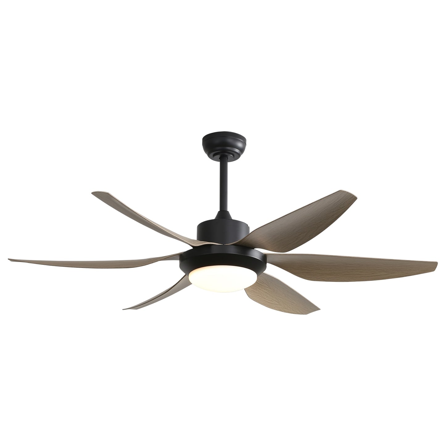 Clihome Ceiling Fan With Led Light 54-in Black and Brown with Plywood dual color Blades Color-Changing Integrated LED Propeller Ceiling Fan With Light 6 -Blade