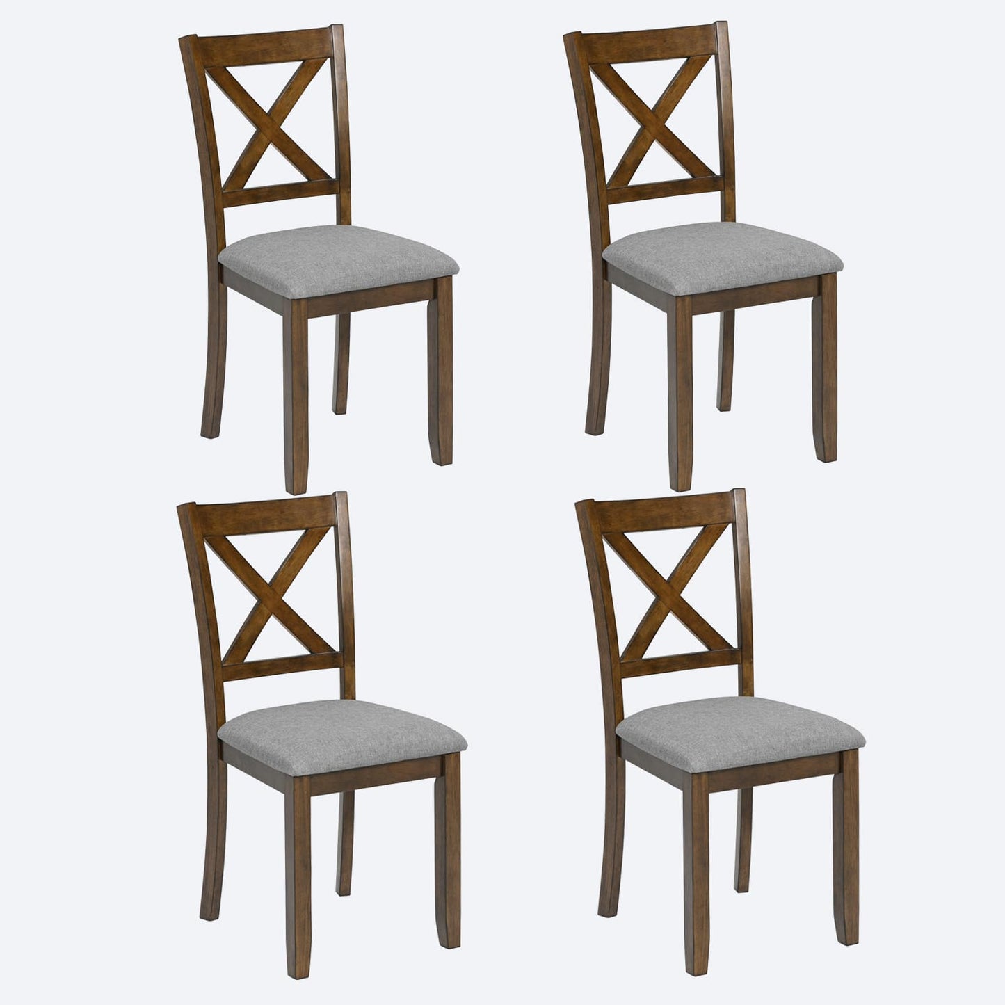Vynxaria Dining Chairs Set of 4 Walnut Kitchen Side Chair with Padded Linen Seat Solid Wood Legs Ergonomic Design for Dining Room Living Room Bedroom