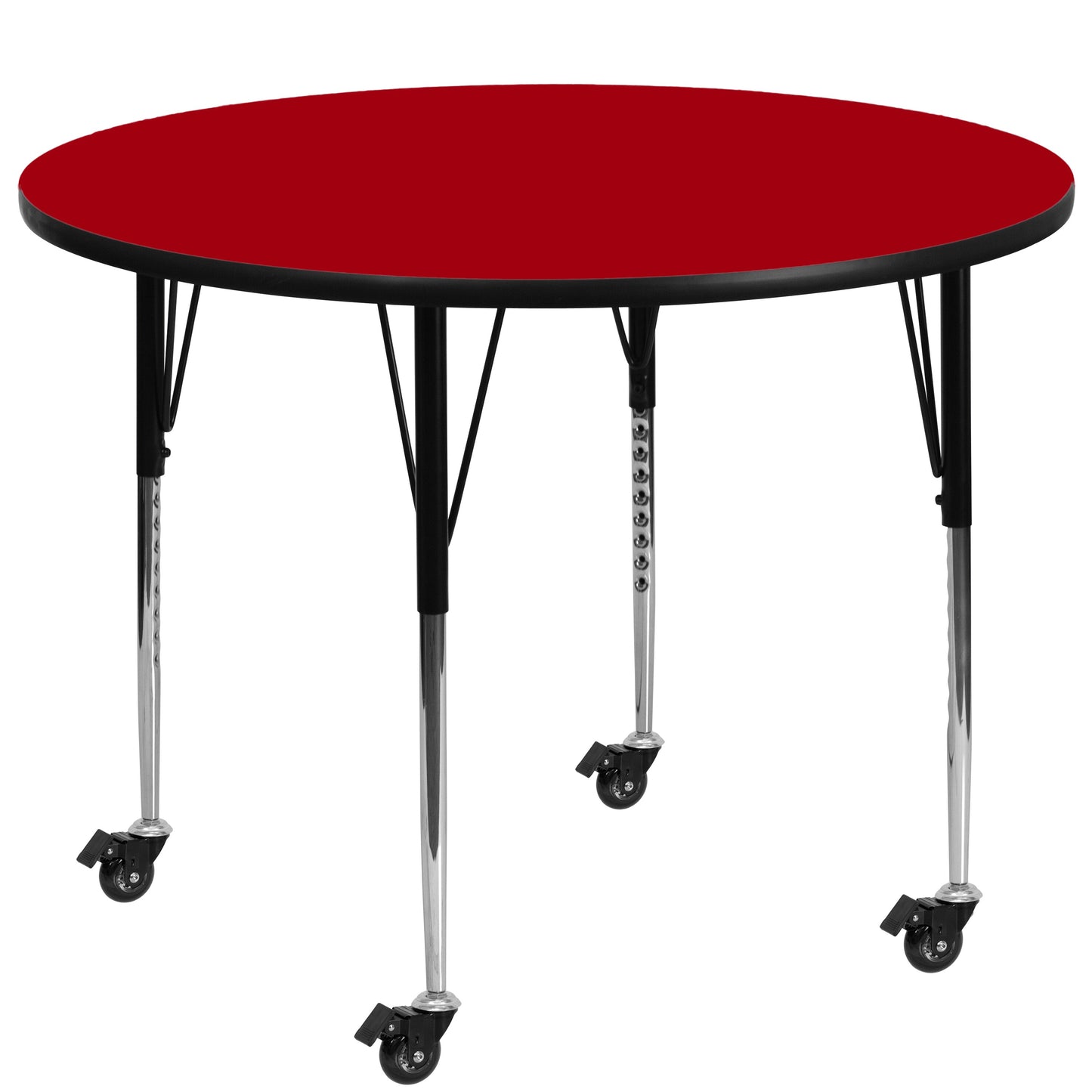 Emma + Oliver Mobile 42-in Round Red Thermal Laminate Adjustable Activity Table
