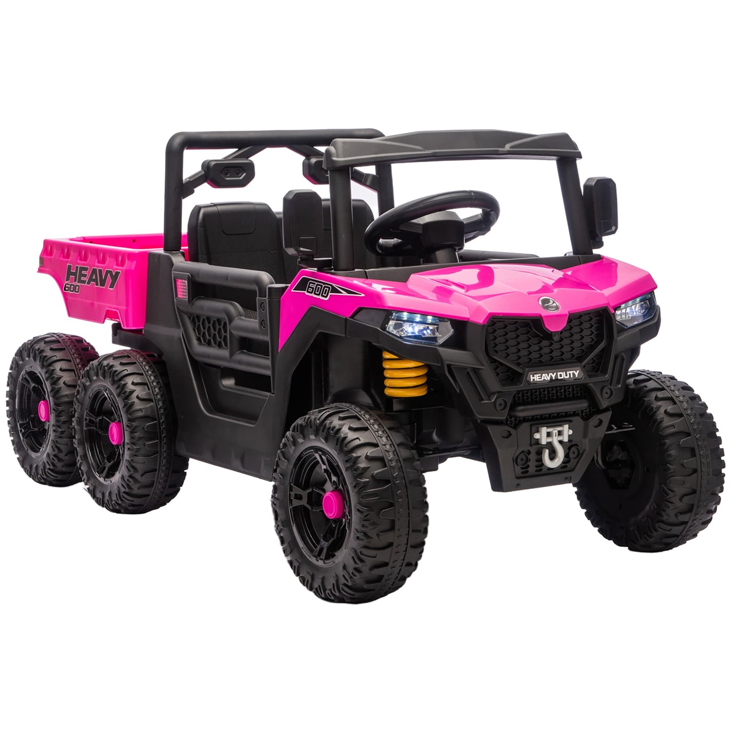 Qaba 24V Kids 6-Wheel Ride on Truck 2 Seater 4WD Dump Bed Remote Control 3-8 Pink