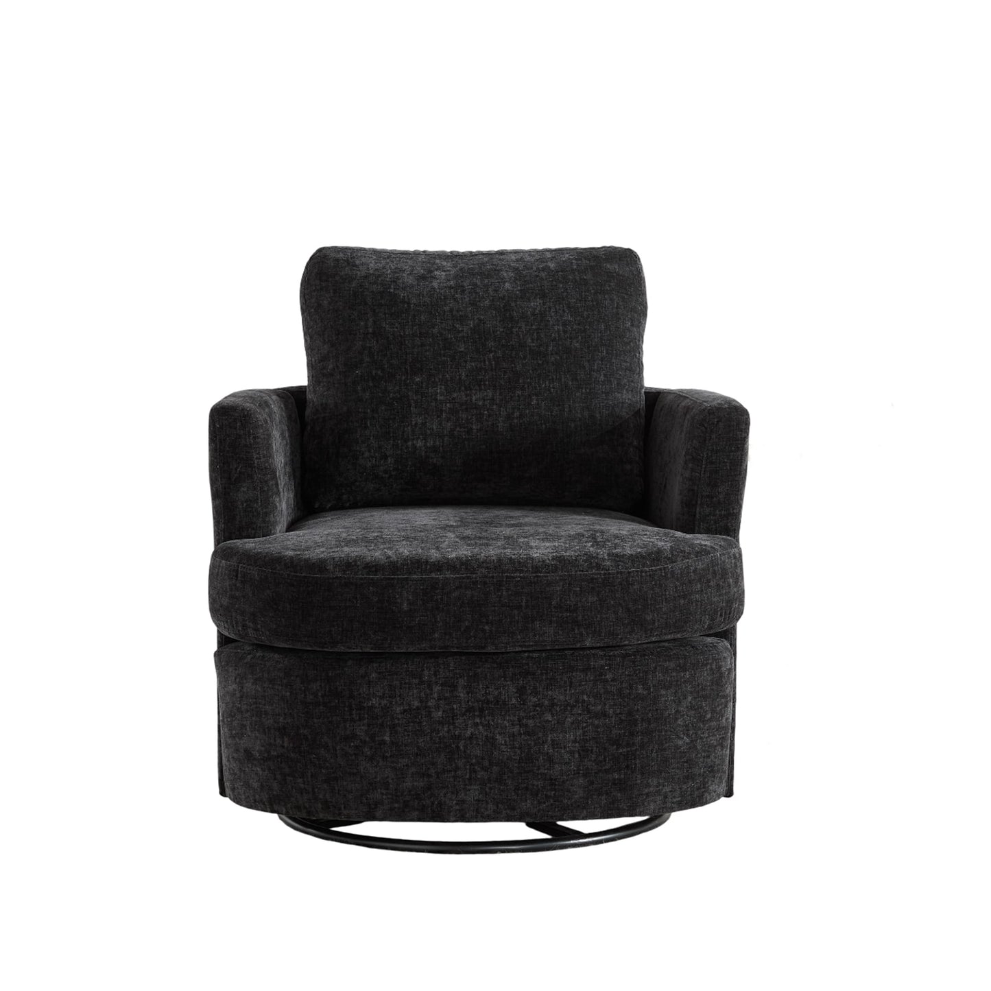 Bybafun 31.49-in W Casual Black Chenille Swivel Accent Armchair